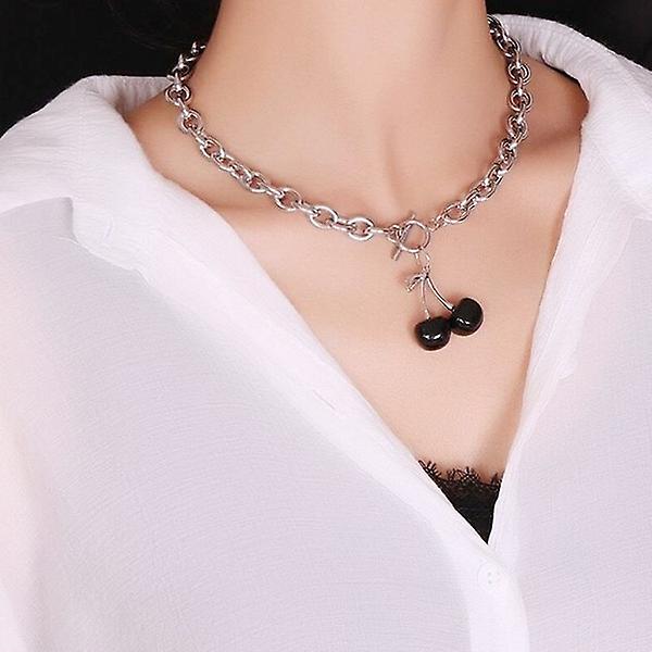 Harajuku Cherry Pendant Necklace [black]