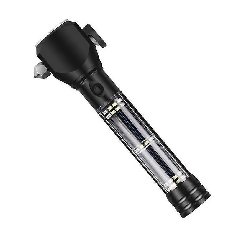 Multifunctional fire emergency hammer, bright flashlight, safety hammer with alarm, escape hammer, USB solar window breaker