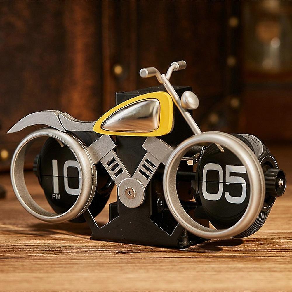 Motorcycle Design Flip Desk Clock Creative Decorative Mechanical Timepiece