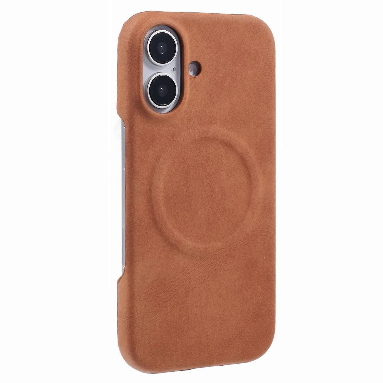 For iPhone 16 Plus Case Compatible with MagSafe Skin-touch Leather+PC Back Cover