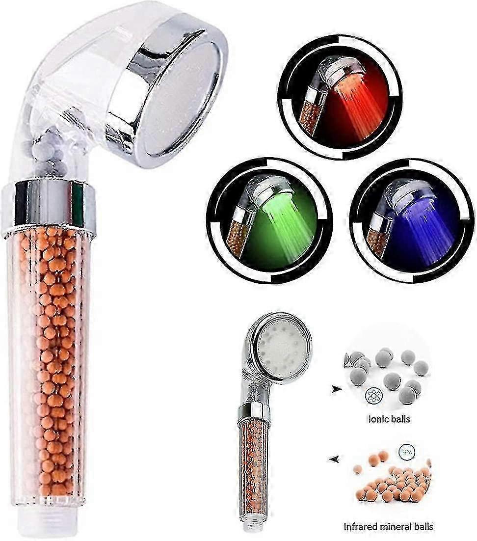 Led Shower Head Ionic Filtration, Handheld High Pressure Spa Shower Head