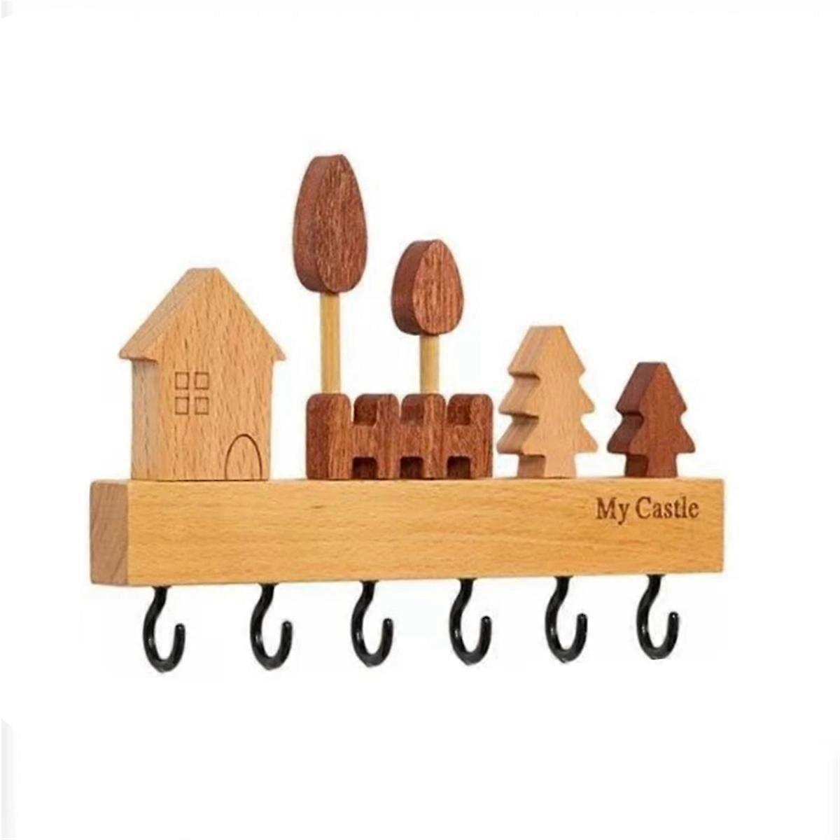1Set Simple and Cute Style Solid Wood Key Hook, for Wall Decoration