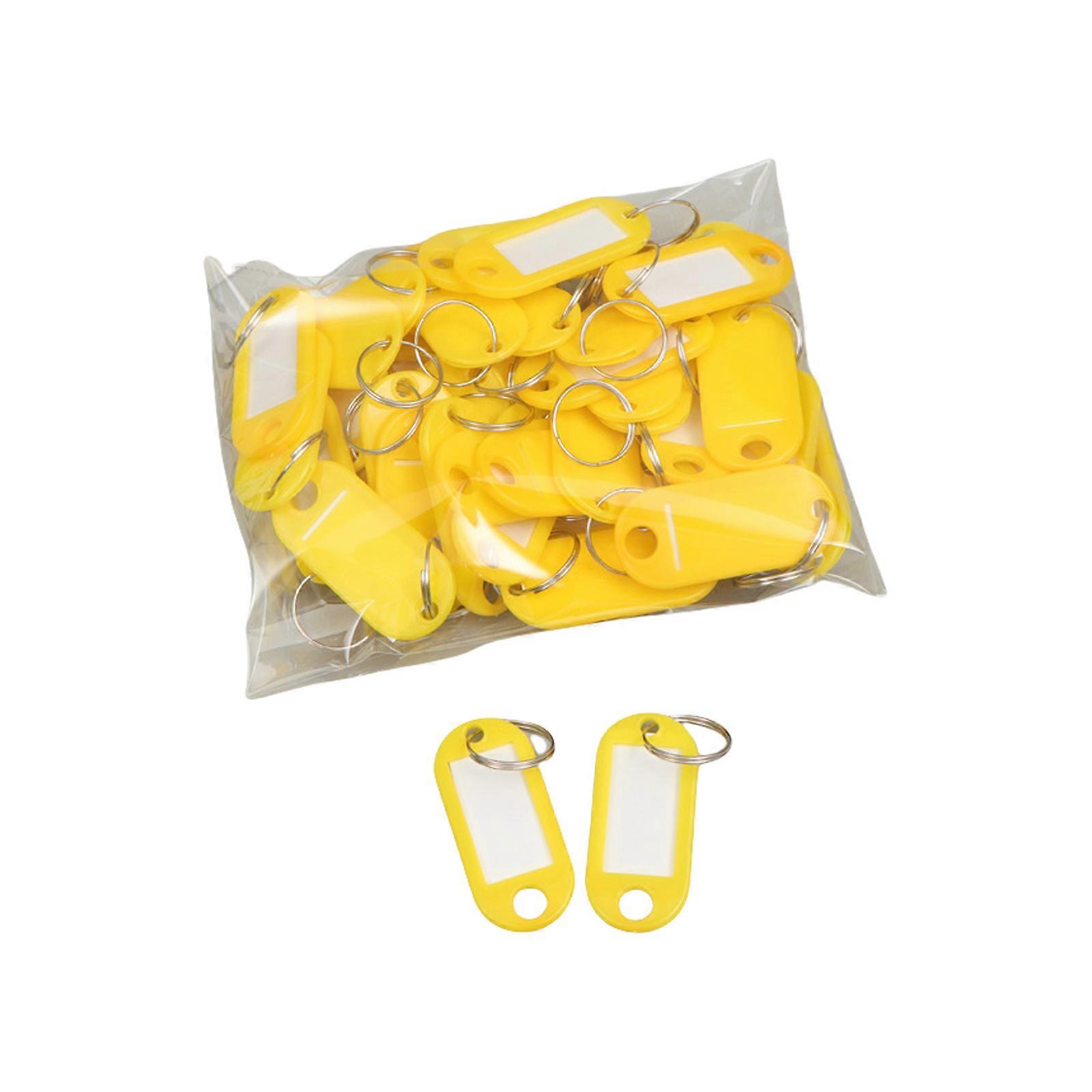 50 Pcs Key Fob Suitcase Name Labels Key Labels Easy to Use Key Fob Labels for Keys Suitcases Pets Yellow