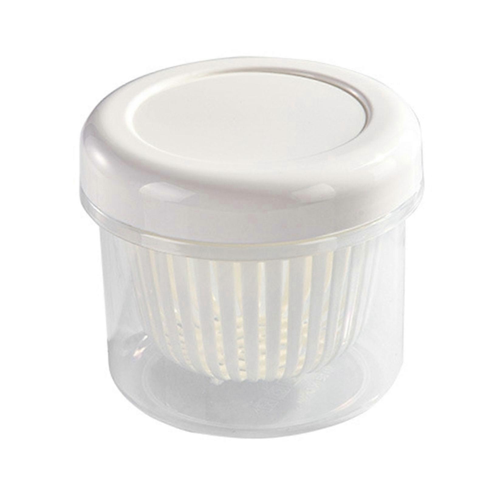 Hollow Draining Refrigerator Storage Box with Lid Multifunction Container Household for Biscuit Beard Small  White