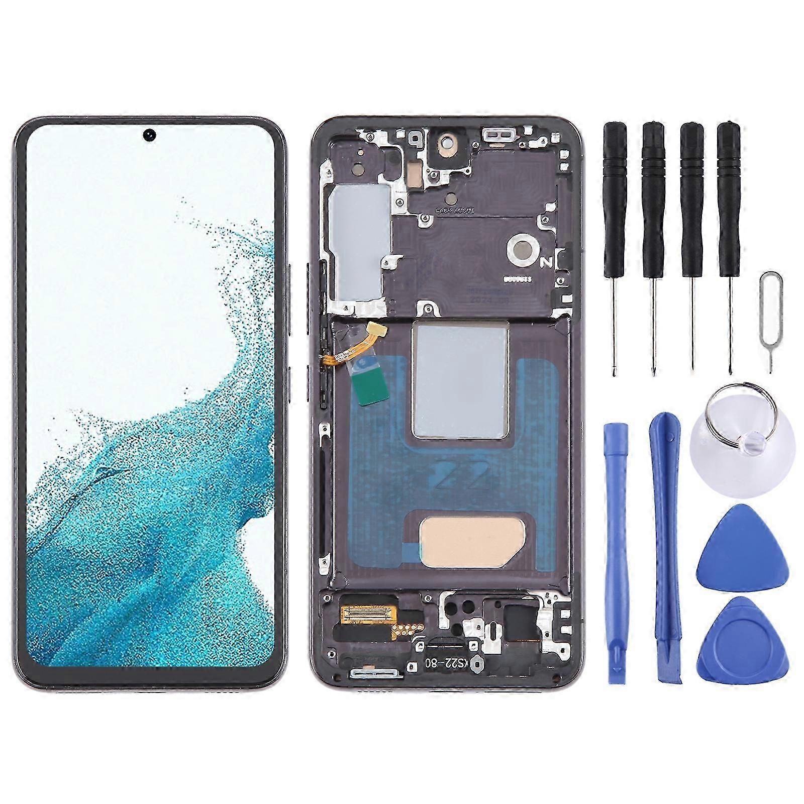 サムスンギャラクシーS22 5G SM-S901B EUバージョンTFT LCDスクリーンデジタイザーフレーム付きフルアセンブリ(ブラック)SZRH用