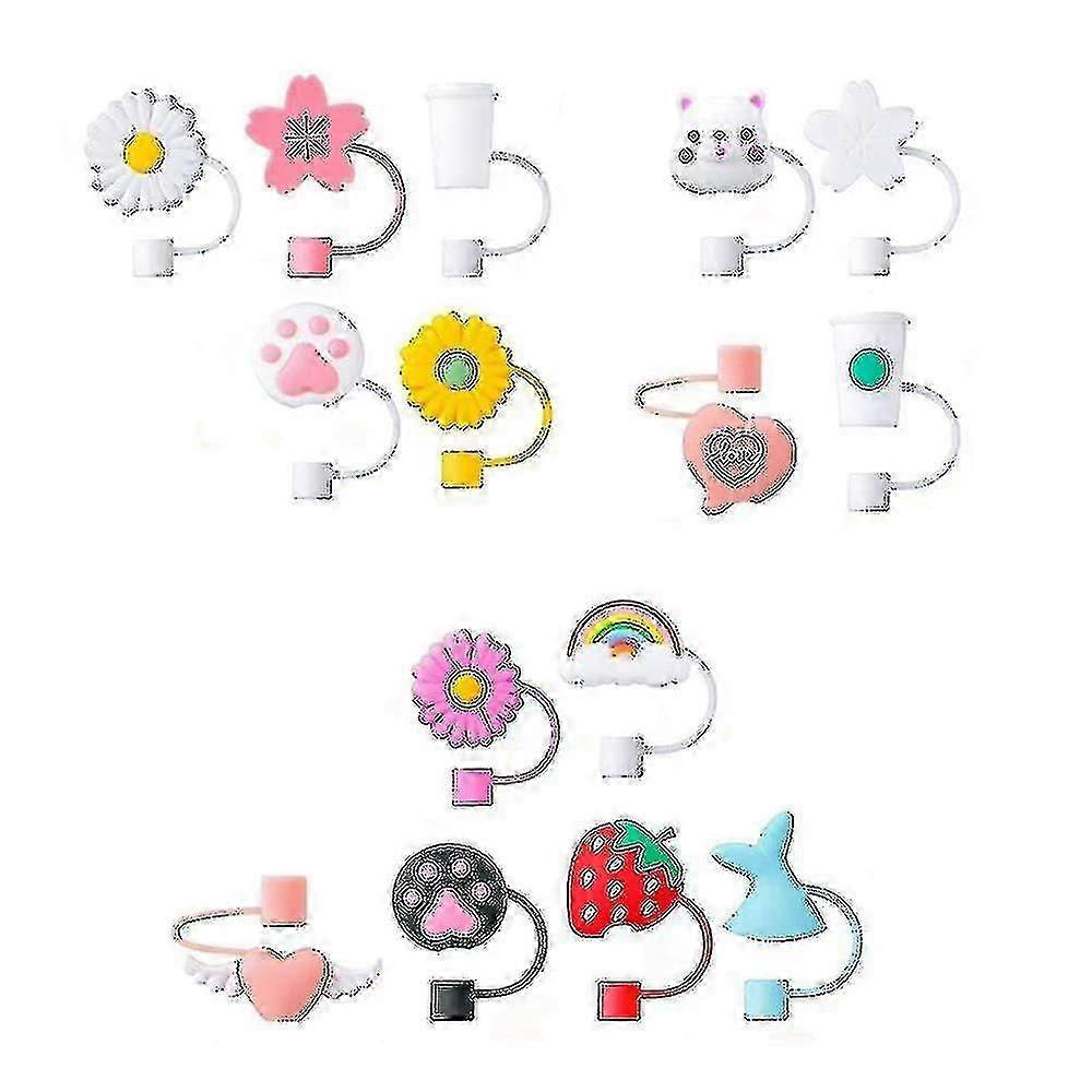 15 Stück Silikon Strohhalm Spitzen Abdeckungen für 7-8 mm Strohhalme