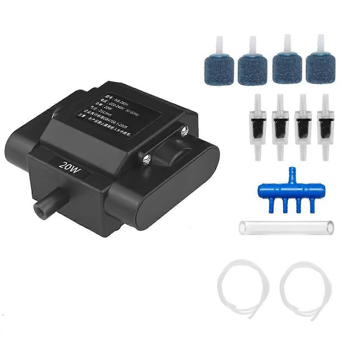 20W Powerful Aquarium Pump Adjustable Fish Oxygen Aerator Pump 4 Outlets for Aquariums Fish Tanks H