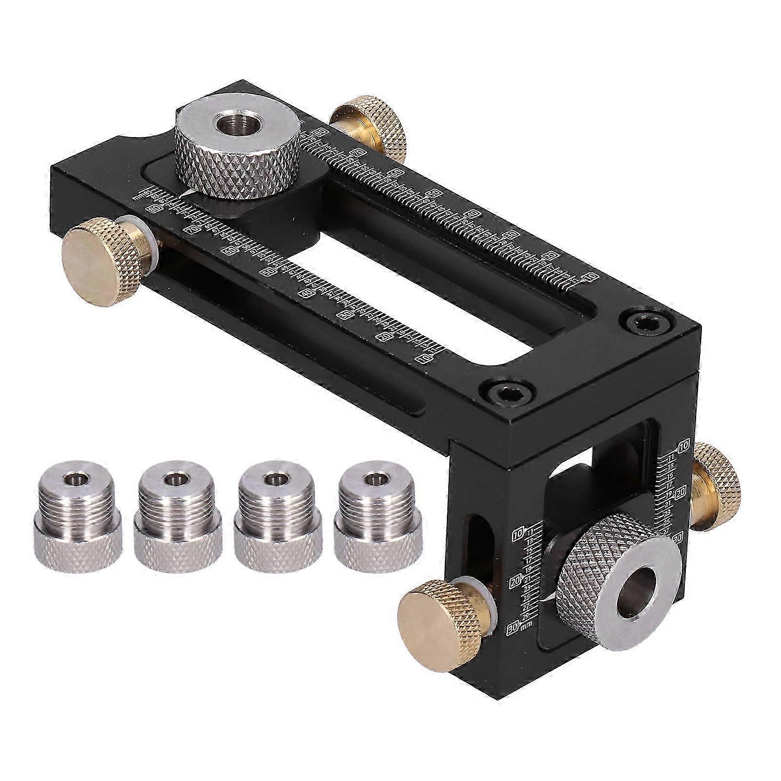 Drill Puncher Locator Woodworking Tool with 4 Socket Specifications for Bed Cabinet Screw