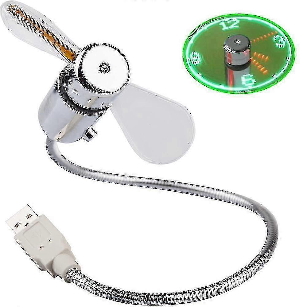 Flexible Gooseneck USB Fan with Time and Temperature Display, Suitable for Various Brands and Uses