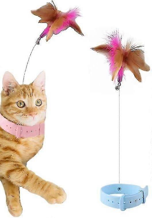 Interactive Feather Cat Collar Toy with Bell on Stick for Play Exercise