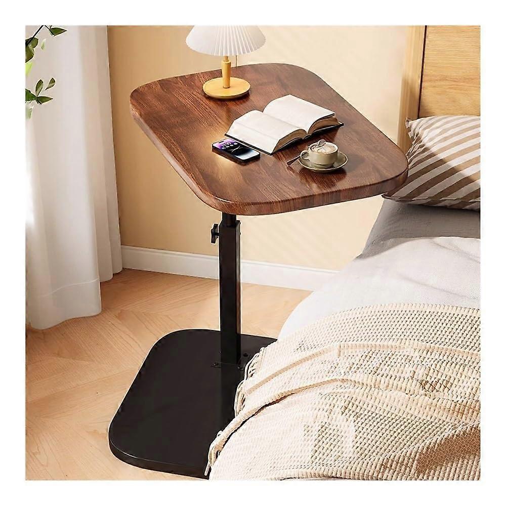 CShaped Side Table, HeightAdjustable for Sofa, Sturdy TV Tray, Modern C Table (Walnut)