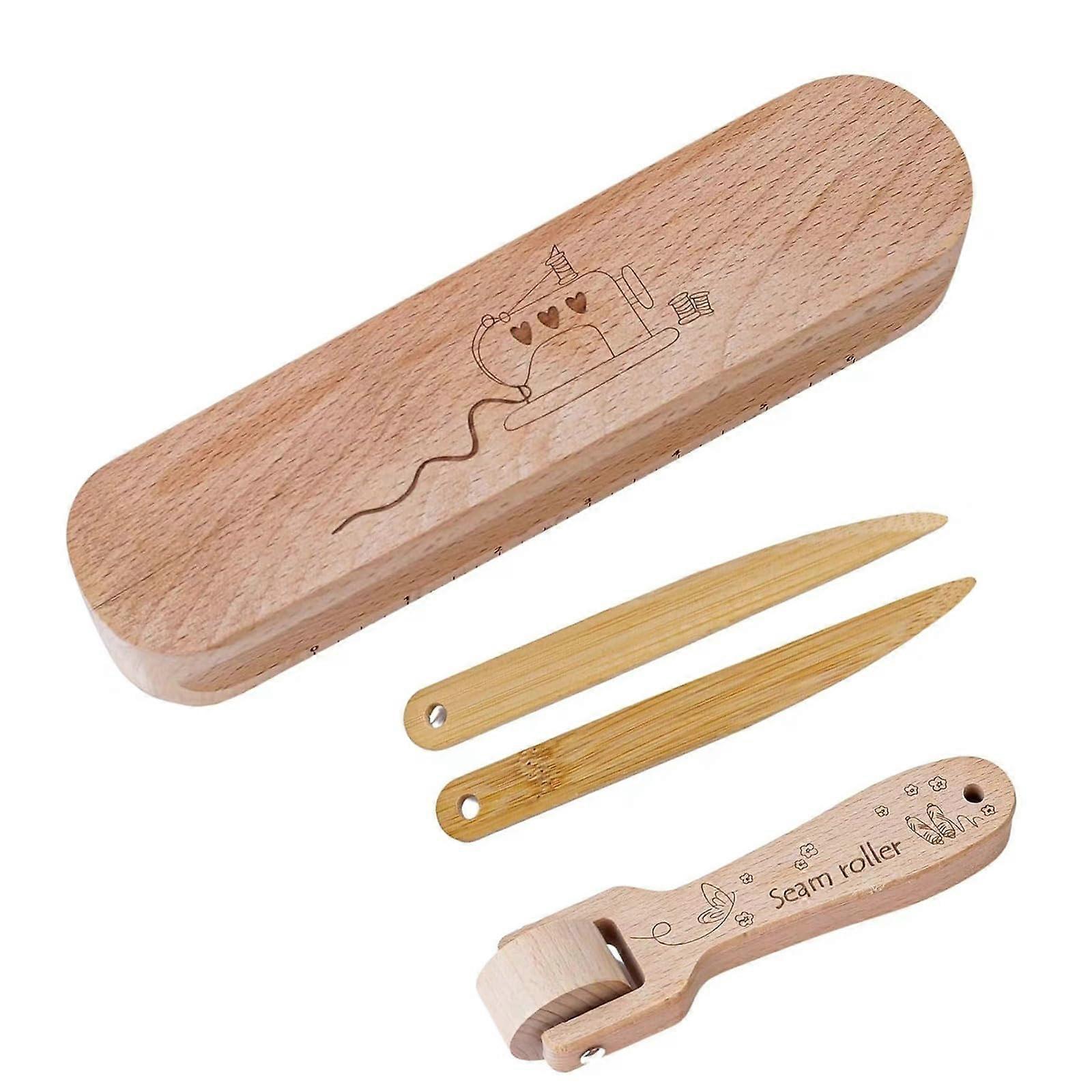 Tailors Clapper Set With Bone Pen Seam Roller Wood Tool Set Pressing Tool Multifunctional Fabric Accessories Ref: 8766