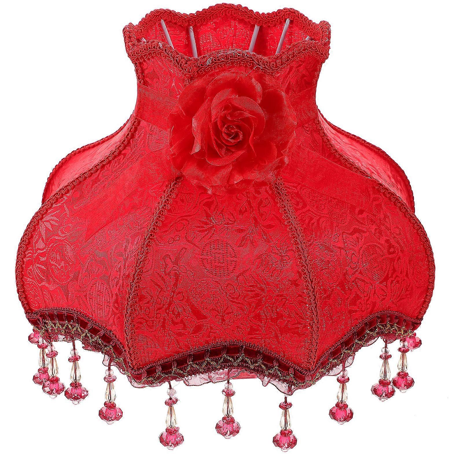 Retro Style Cloth Lace Lampshade 1Pcs Red Mood Enhancing for Decor