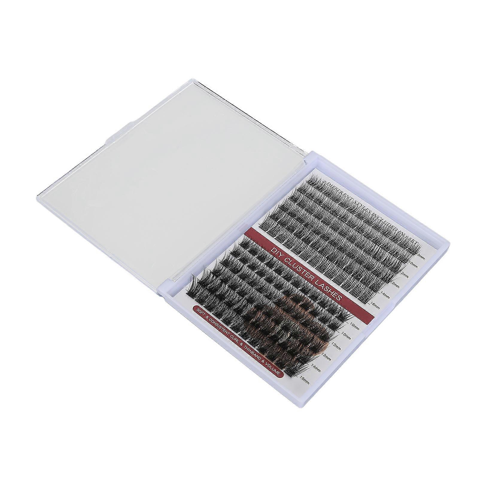 2 In 1 Eyelash Extension Kit DIY Portable Individual Volume Eyelash Cluster with 10ml Liquid A+B 12 Rows 150 Clusters 