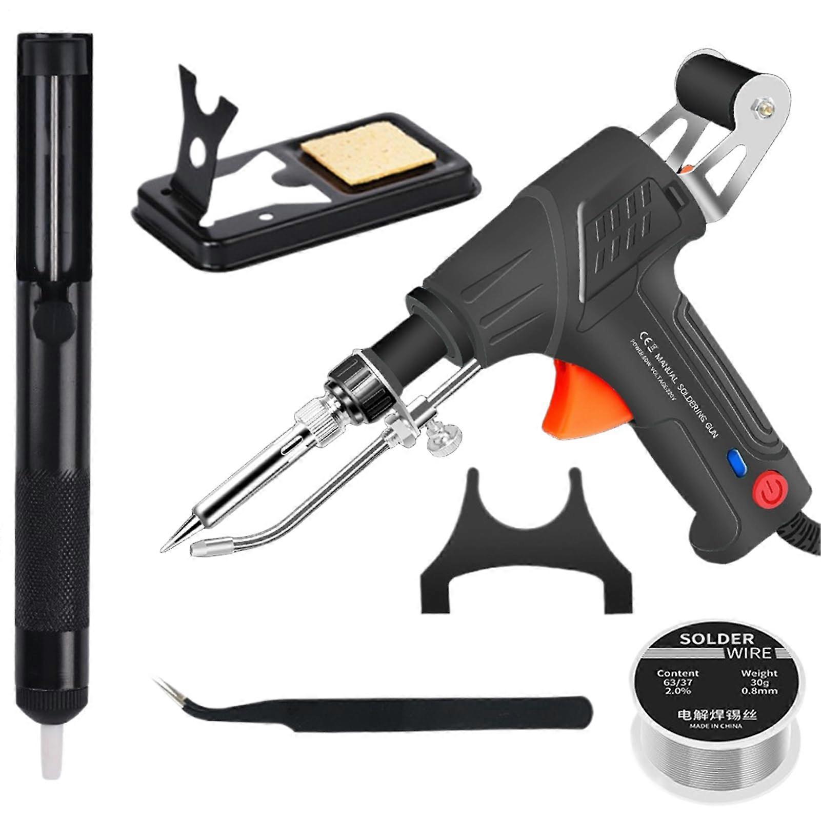 Soldering Kit with Electric Soldering Iron, Automatic External Heating, Tin Absorber, and Tweezers for Circuit Board Repair