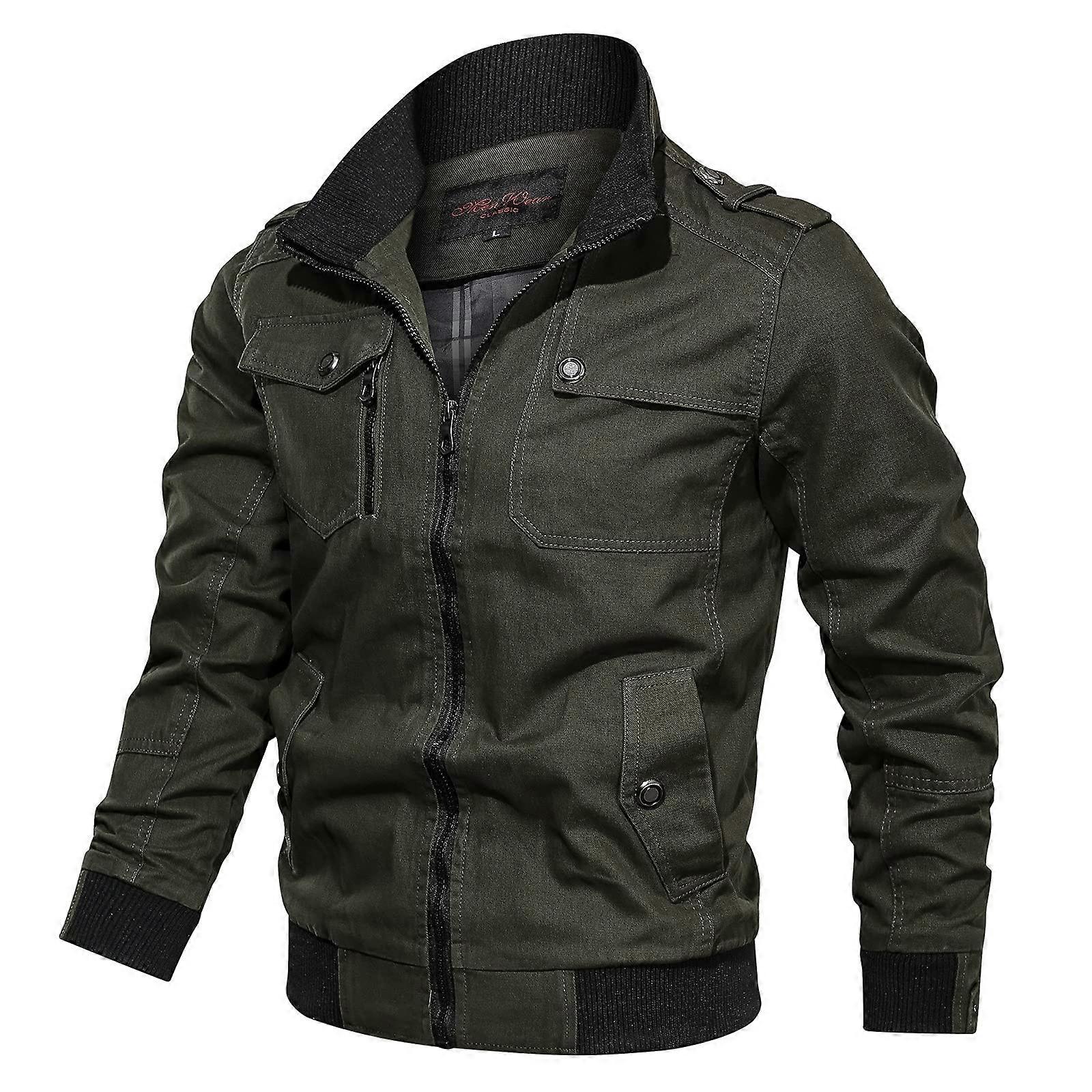 Coat Men's Winter Coat Transition Jacket, Hooded Softshell Quilted Parka, Army Green A6 XXL