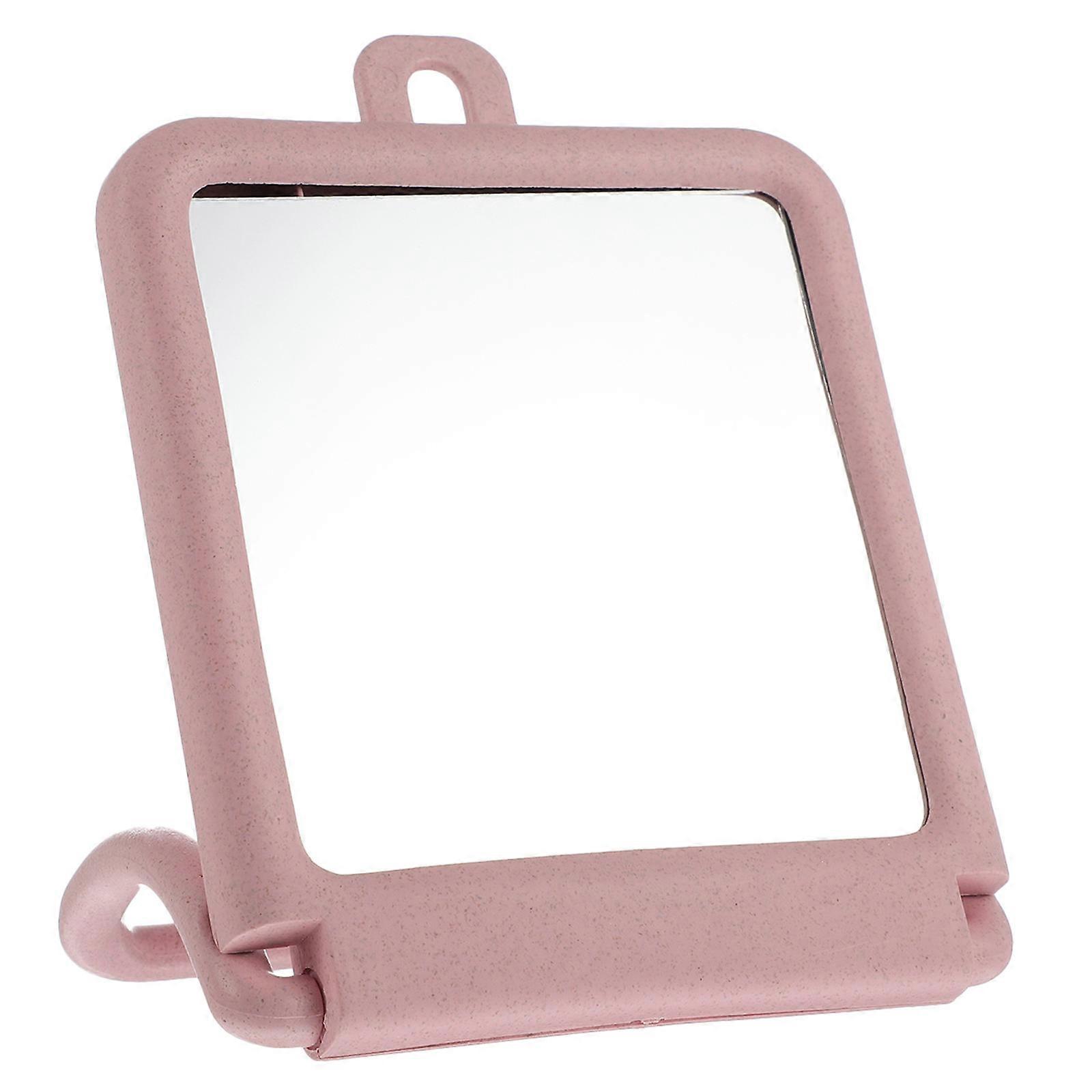 Pink Standing Beauty Mirror with Retro Design for Desktop Use  Perfect for Makeup and Travel