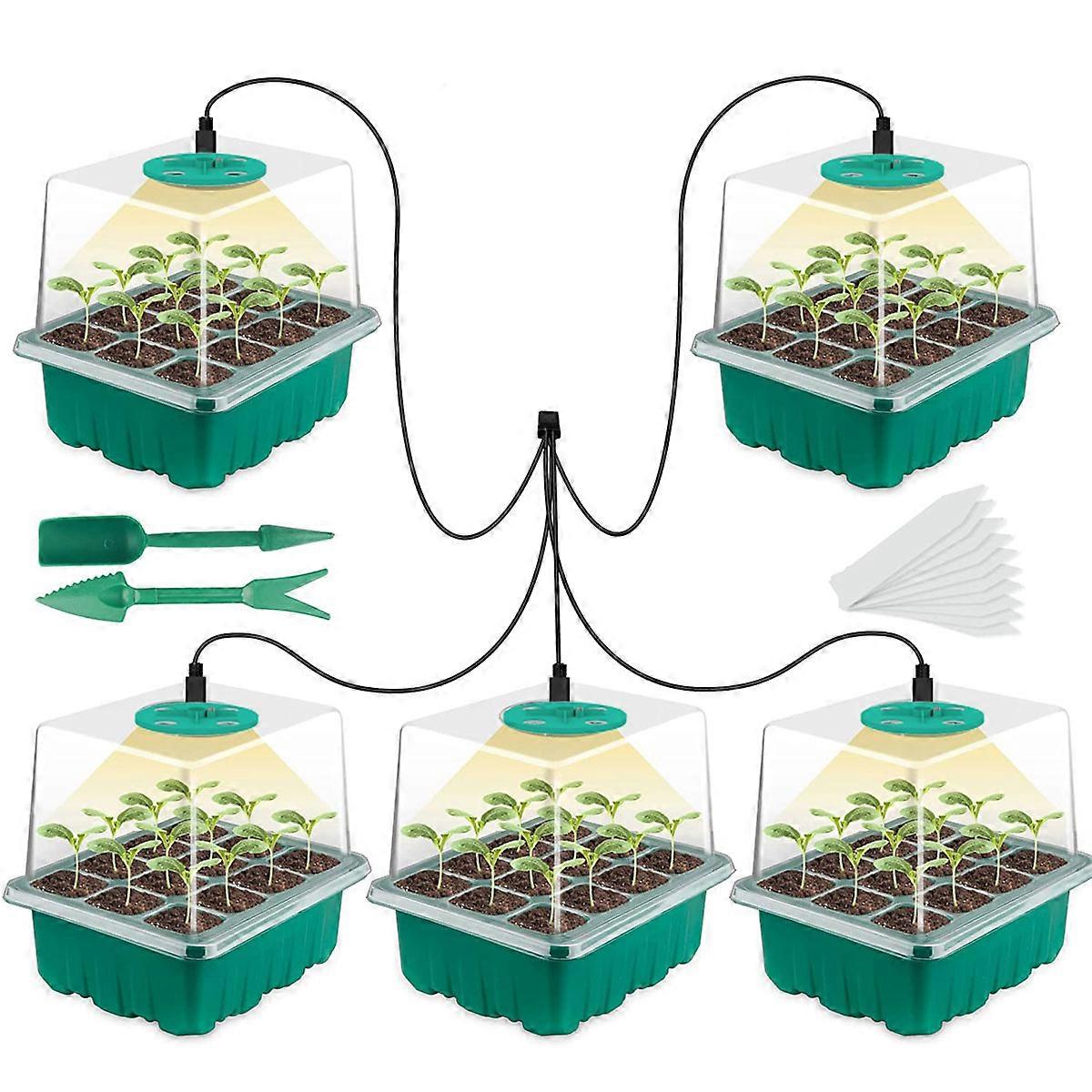 Seed Starter Tray Kit High Humidity Dome indoor garden plant sprouting tray with intelligent controller timer, adjustable light
