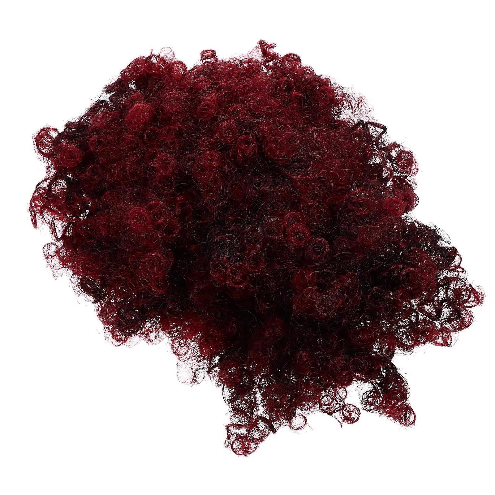 Drawstring Ponytail Wig Synthetic Fiber Red Color Party Costume Hairpiece 1Pack