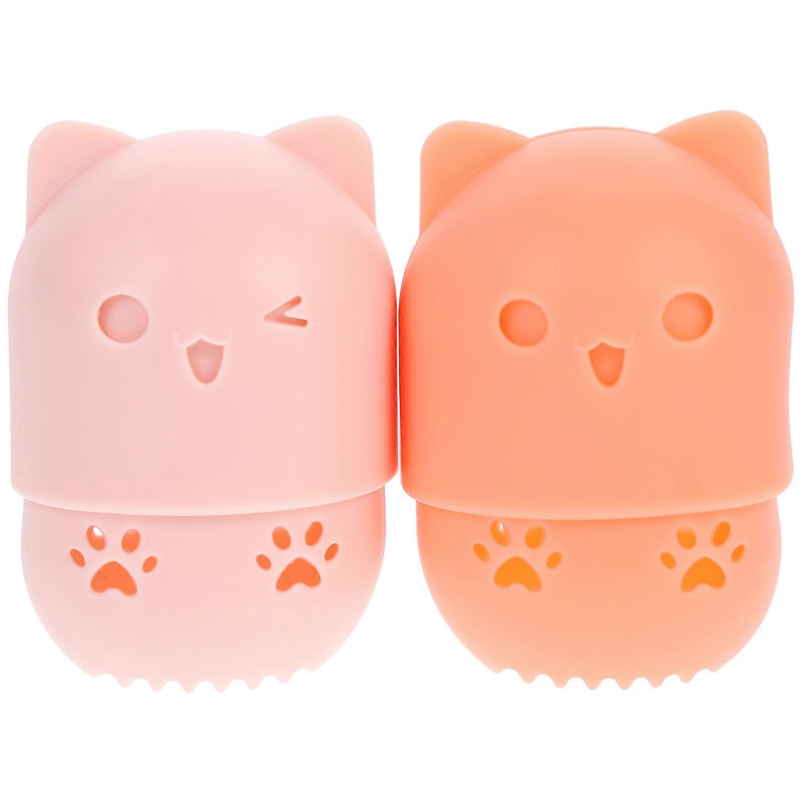 Makeup Puff Box Makeup Sponge Holders Travel Friendly Pink 8X5.5X5CM Drying 2Pack