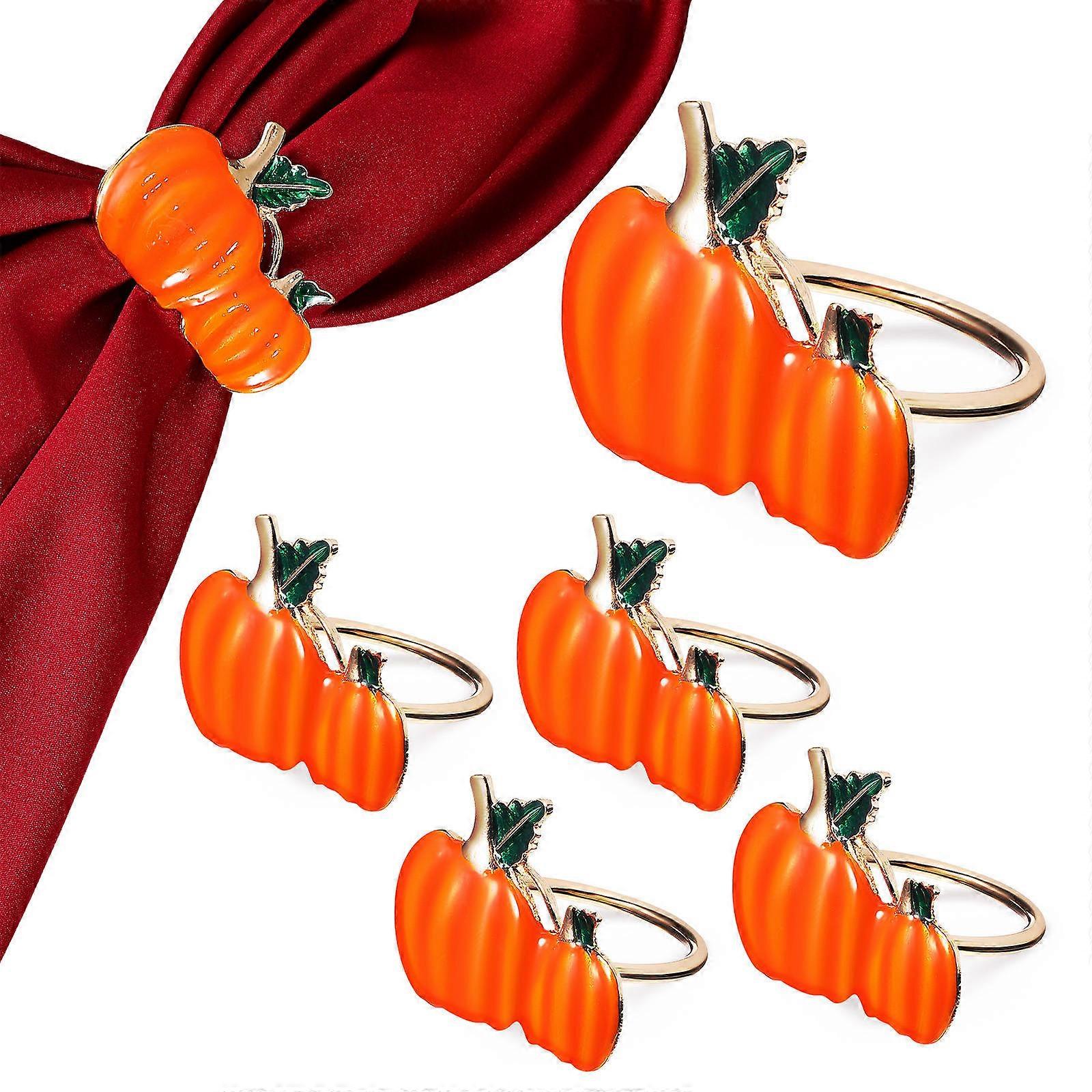 Pumpkin Banquet Serviette Buckles Thanksgiving Dinner Napkin Holders Zinc Alloy 4.80X4.00X3.80cm 6Pcs
