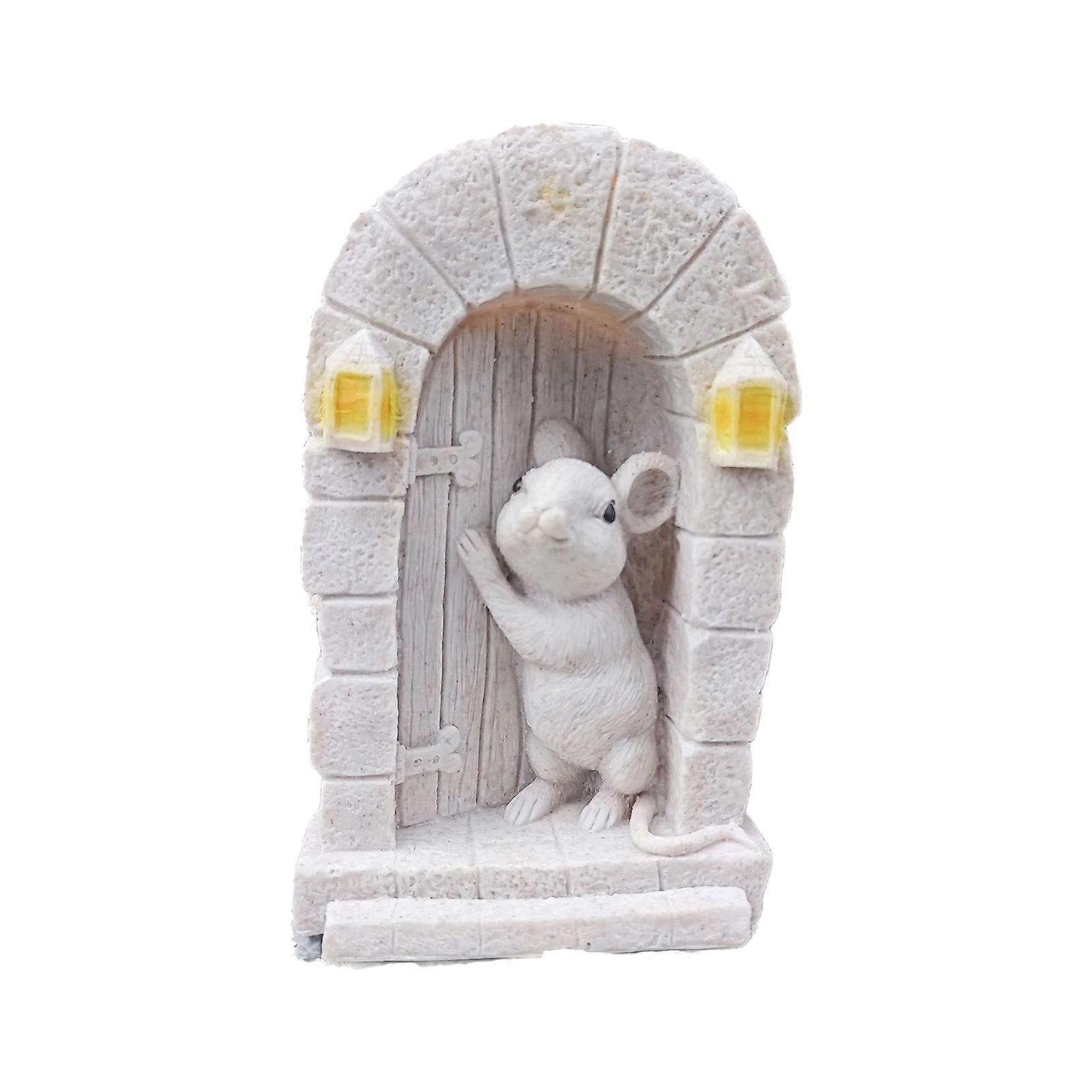 Imaginative Mouse Figurine With Stone Texture Perfect For Storytelling And Garden Display White