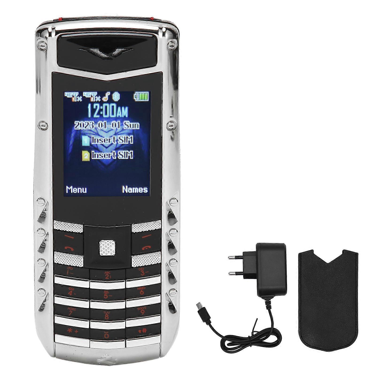 V5 Pro 2G Unlocked Mobile Phone Large Keys High Volume Senior Phone 1600mAh Battery Dual Card 100-240V EU Plug Silver