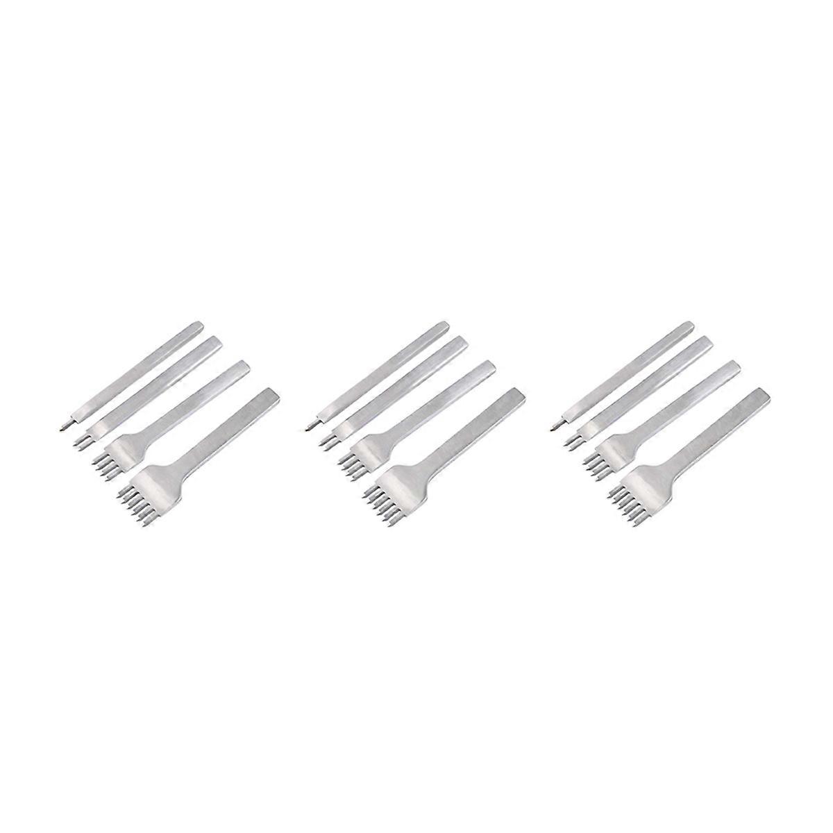 12x Lacing Stitching Chisel Set DIY Leather Craft Tool 4mm Diamond Hole Punches for Leather 1/2/4/6