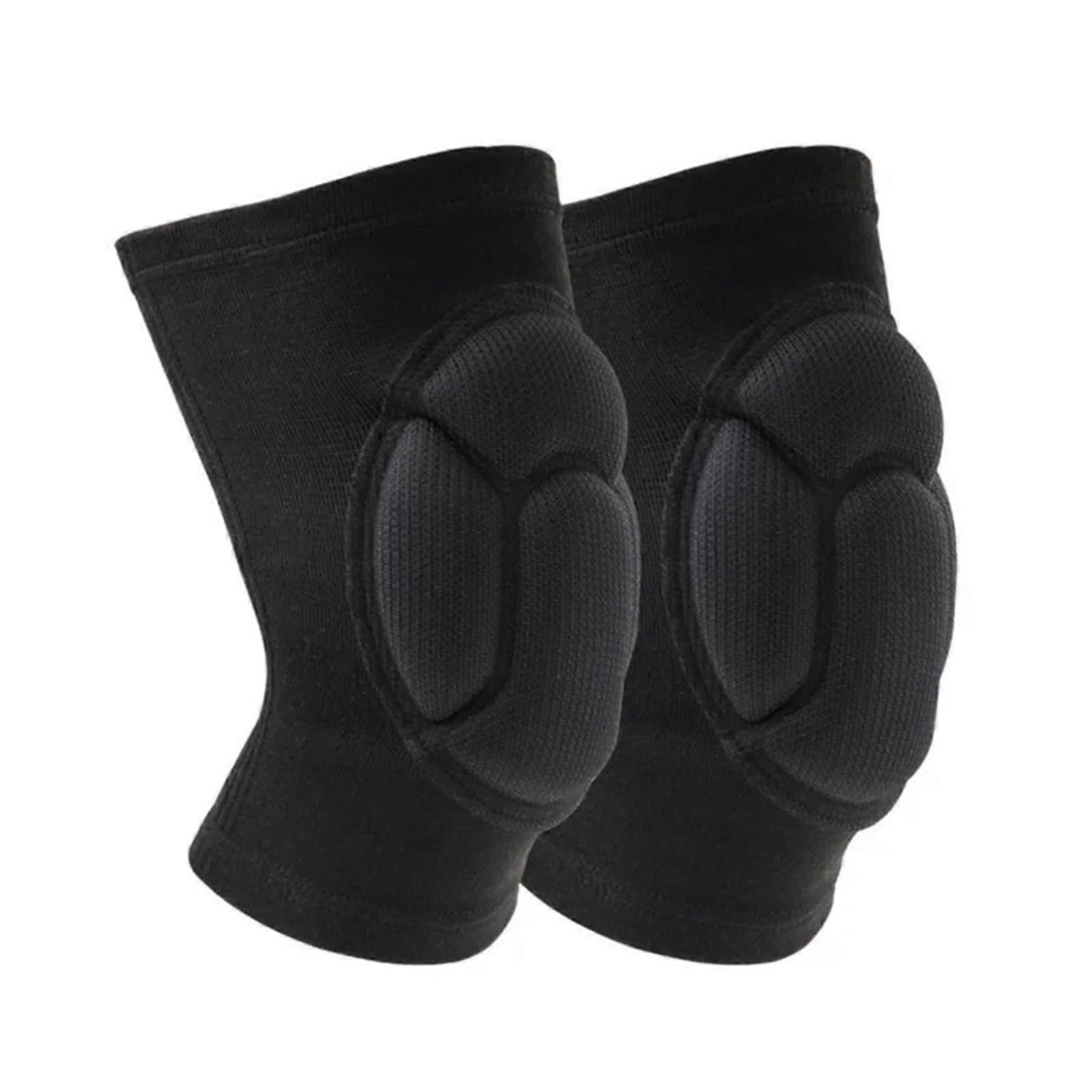 Knee Pads 1 Pair Thick Foam Padding, Non-Slip Elastic Knee Guards Clip, Soccer & Volleyball, Black, Size L (65-85 kg)