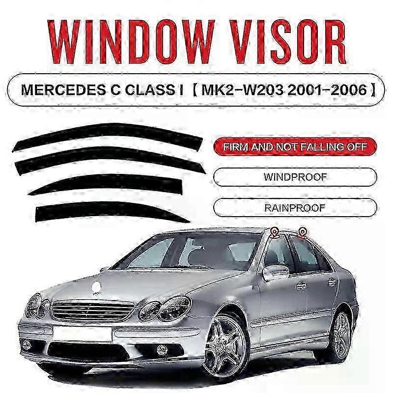 Suitable for Certain Brand C Class Mk2 W203 2000-2006 Window Visor Vent Shades Wind Deflectors Rain Guard Shades