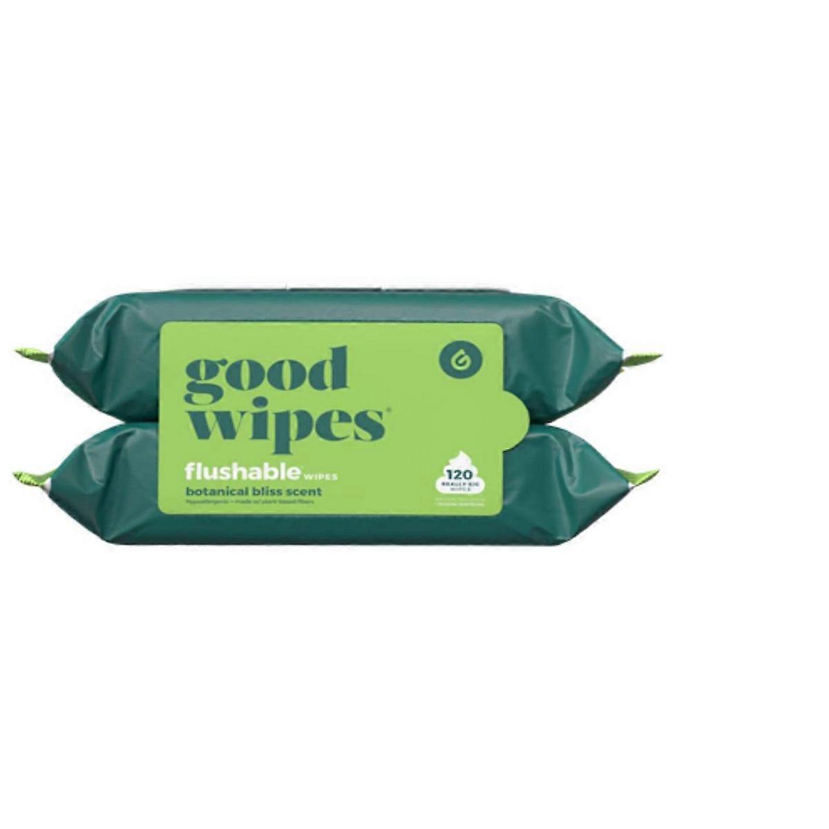 Goodwipes Botanical Bliss 可冲水湿巾 - 2 包/60 克拉