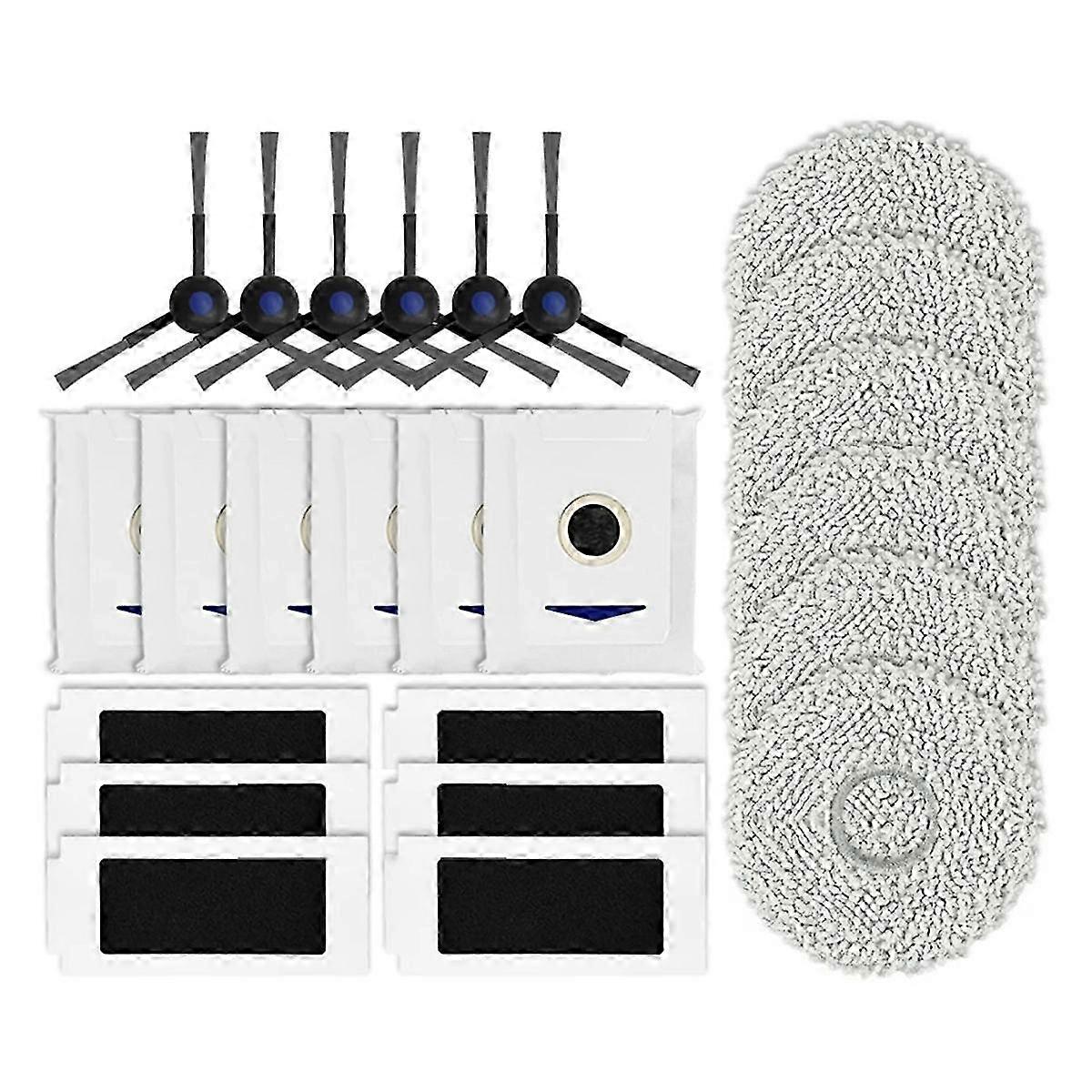 Robot Accessories Kit with Side Brush HEPA Filter Mop Pad Dust Bag Compatible with Ecovacs T30 Pro Omni