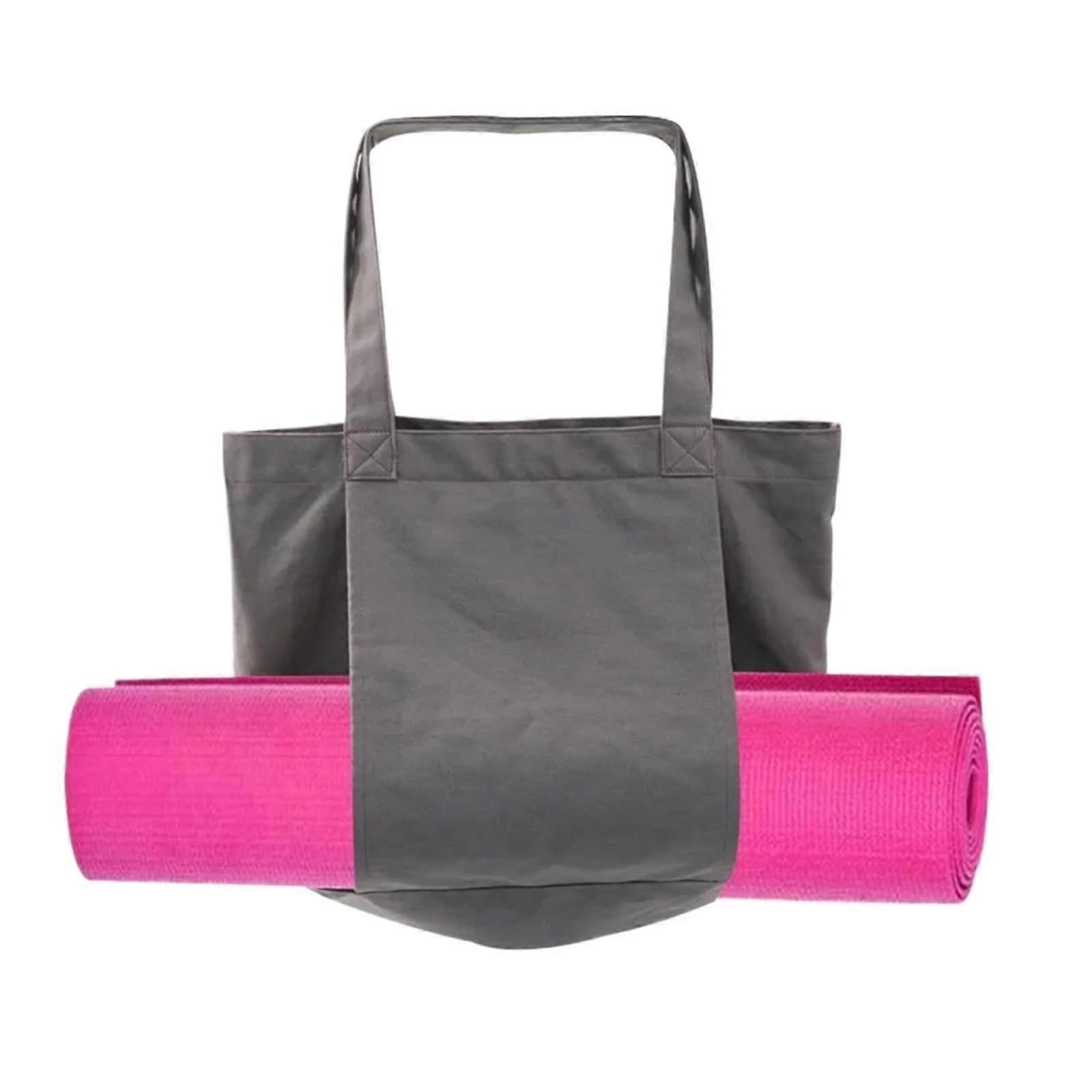 Yoga Mat Bag Large Capacity Washable Foldable Canvas Tote Lightweight Pilates Mat For Fitness Dance Gym Gray