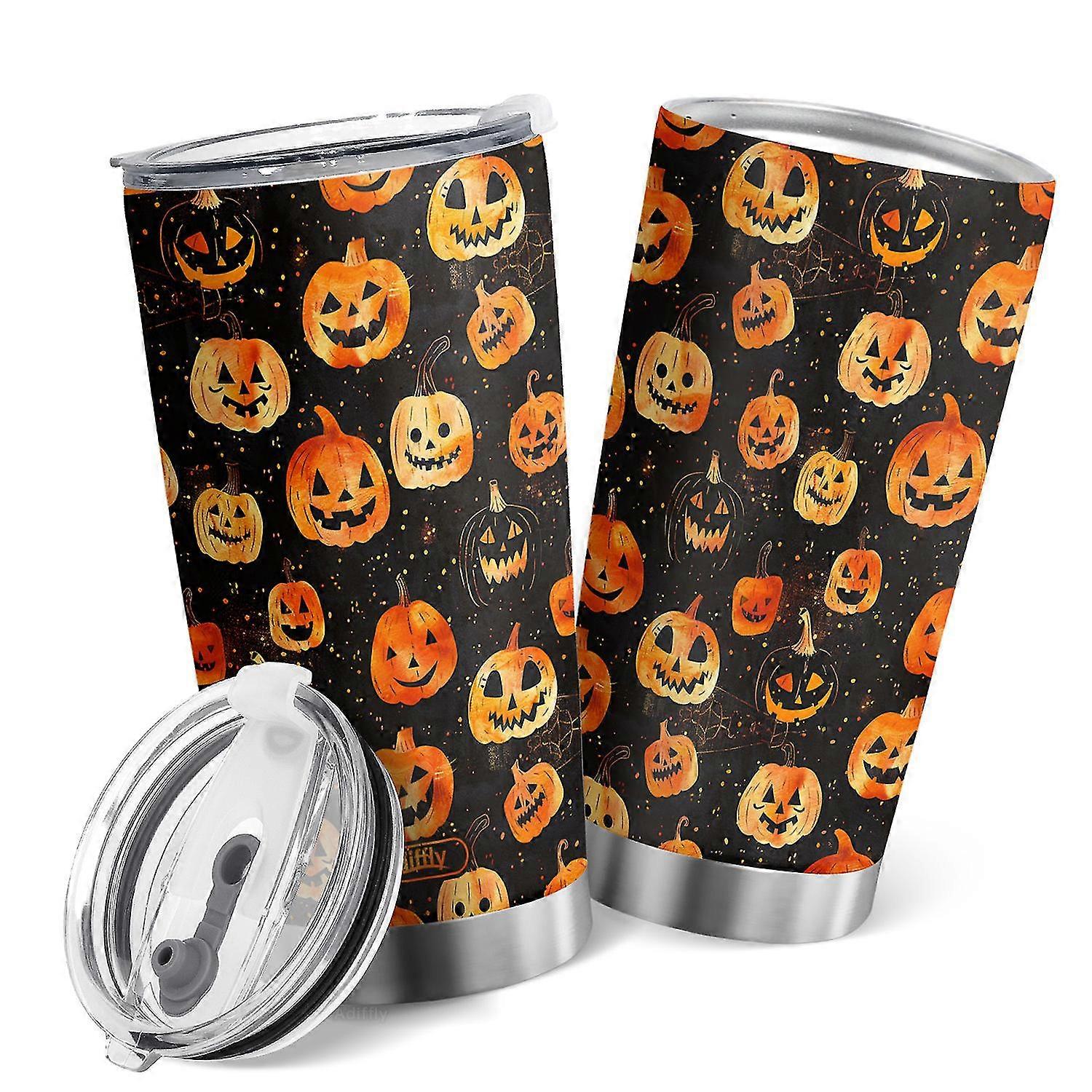 Smiling Face Print Tumbler with Lid 20oz Double Wall Stainless Steel Cup Suitable for Various Brands