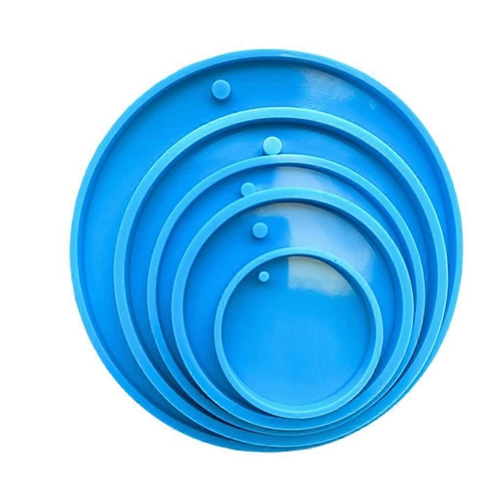 Epoxy Resin Molds For Keychains, Pendants, And Charms, Round Shape, With Hole For Jewelry, 5-Piece Set