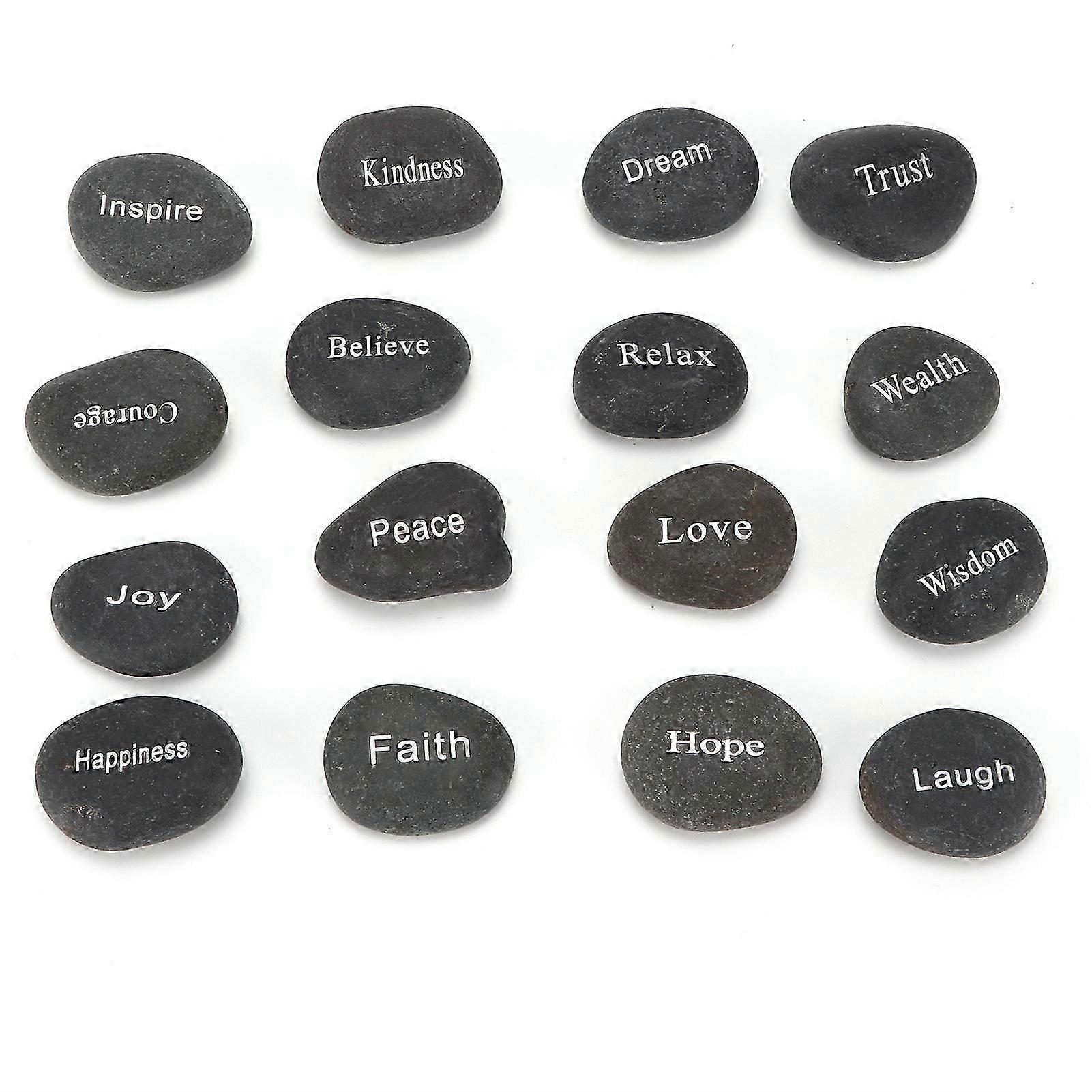 16Pcs Black Matte Rune Divination Supplies with Engraved Lettering for Meditation