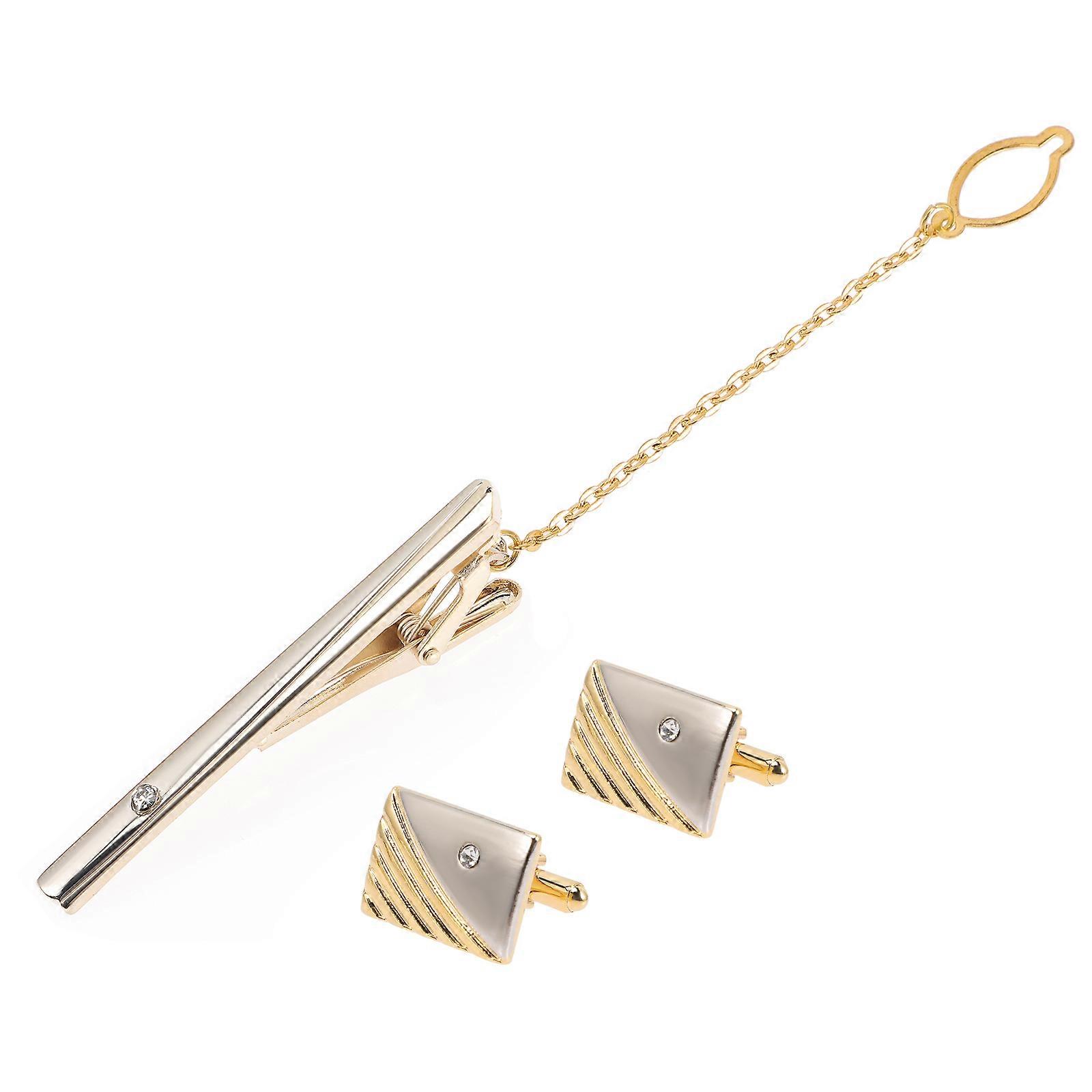 Here's a refined and professional product description based on your input:
**1 Set Men's Cufflinks and Tie Clip – Durable, Stylish, and