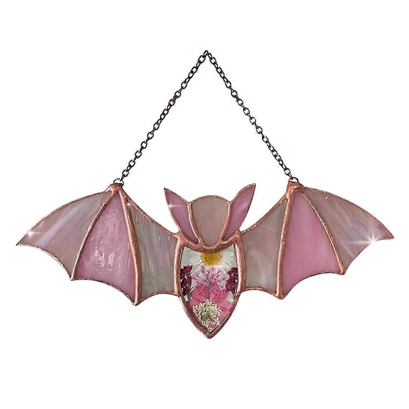ハロウィーンバットステンドグラスサンキャッチャーウィンドウ吊り下げアクリルウォールアートサンキャッチャー装飾ミニイースターバスケット