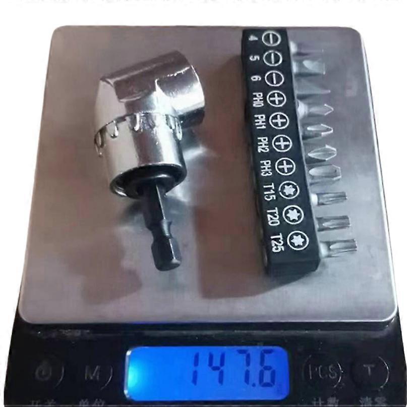 Universal Flex Shaft Angler Batch Head Combination Set (Short Angle Corner + 10PC Batch Head (OPP Bag))
