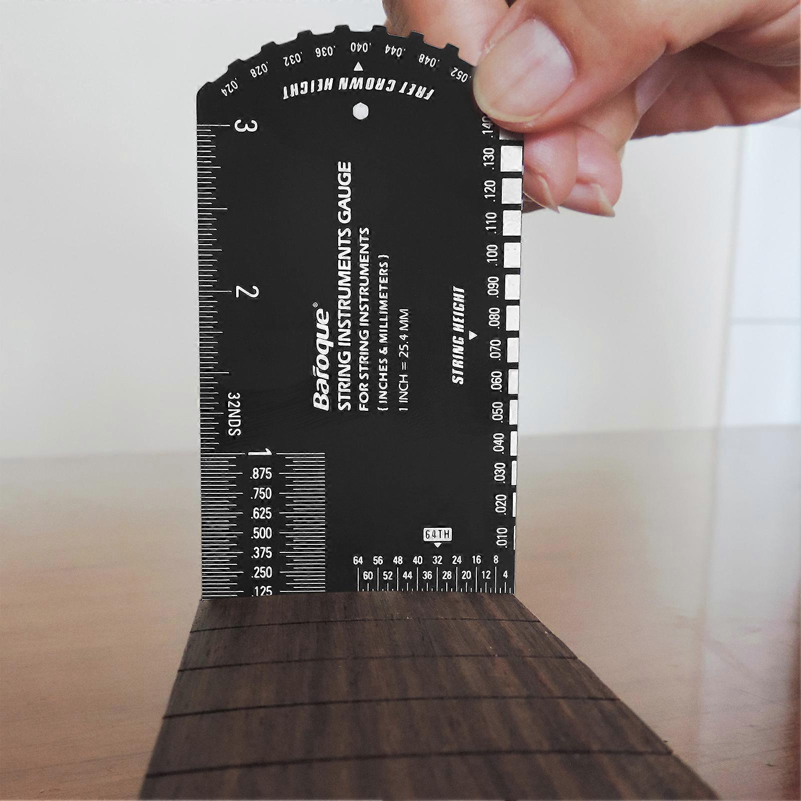 Baroque Instruments Action Gauge Pocket-size Metallic Ruler for Electric Bass and Acoustic Guitar String & Fret Crown Height Measurement
