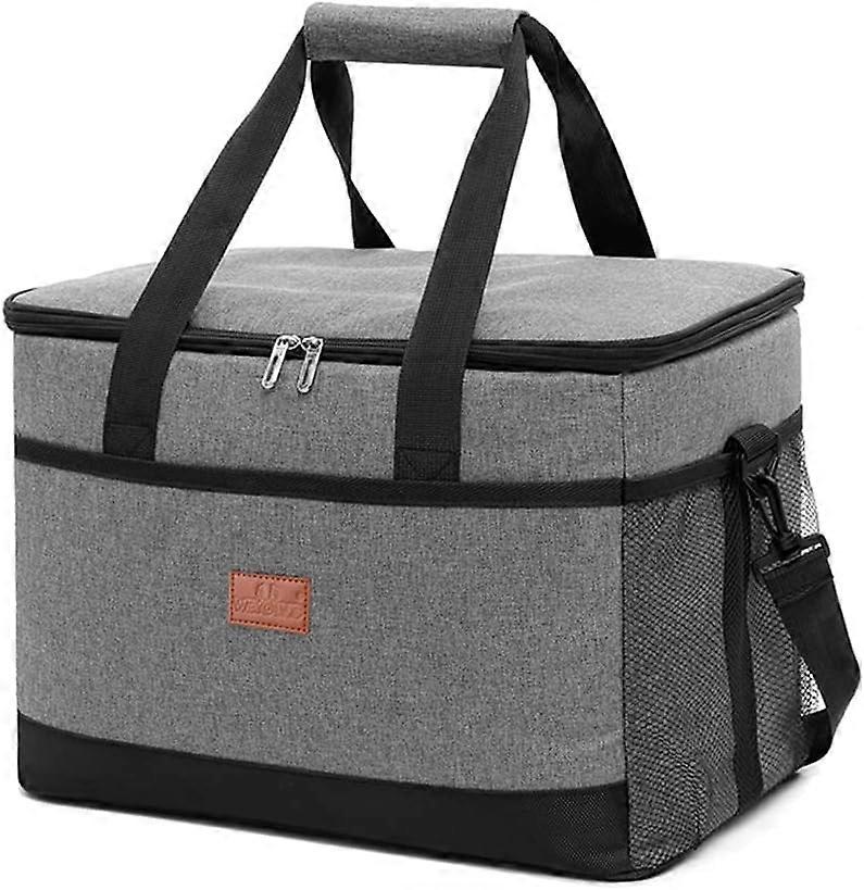 Foldable Fridge Bag, Insulated Picnic Bag, 36L Soft Cooler for Outdoor/Camping/BBQ, Grey
