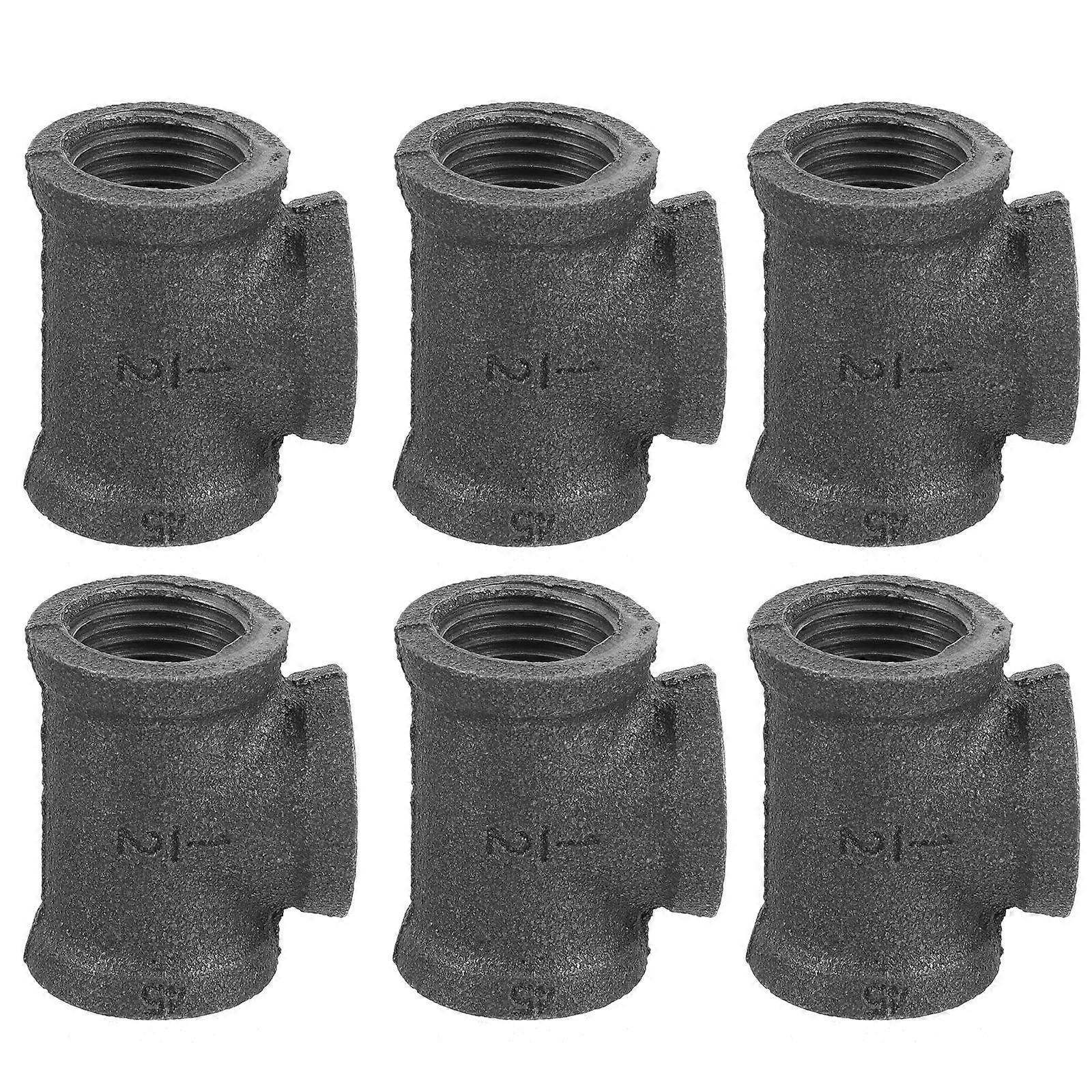 Structural Pipe Connector Tee Shape Piping Solution Cast Malleable Steel 6Pcs