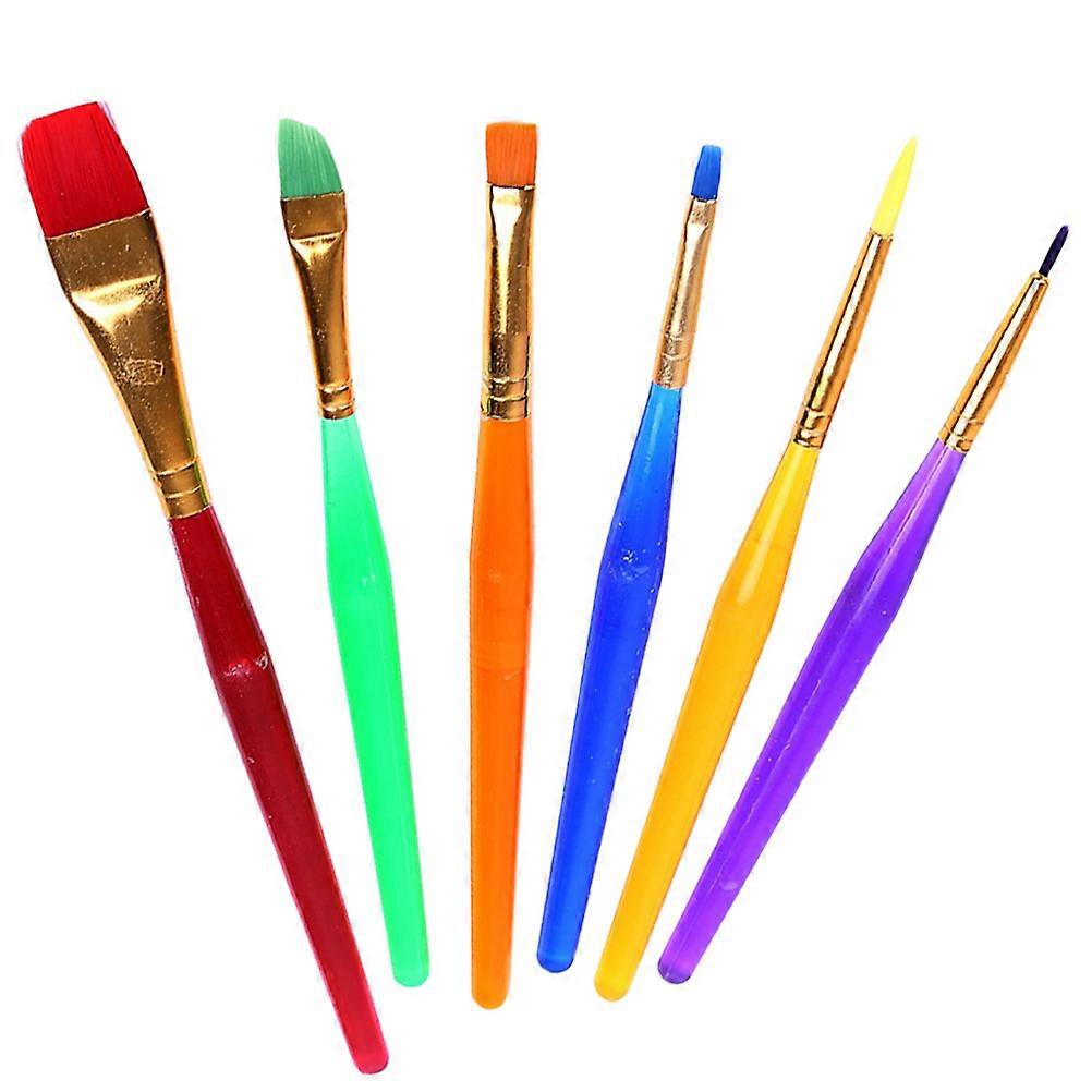6 Pcs Premium Paint Brushes Set with Plastic Handle & Metal Tube for Beginner Painting Practice – Versatile Brush Kit with Assorted Bristles
