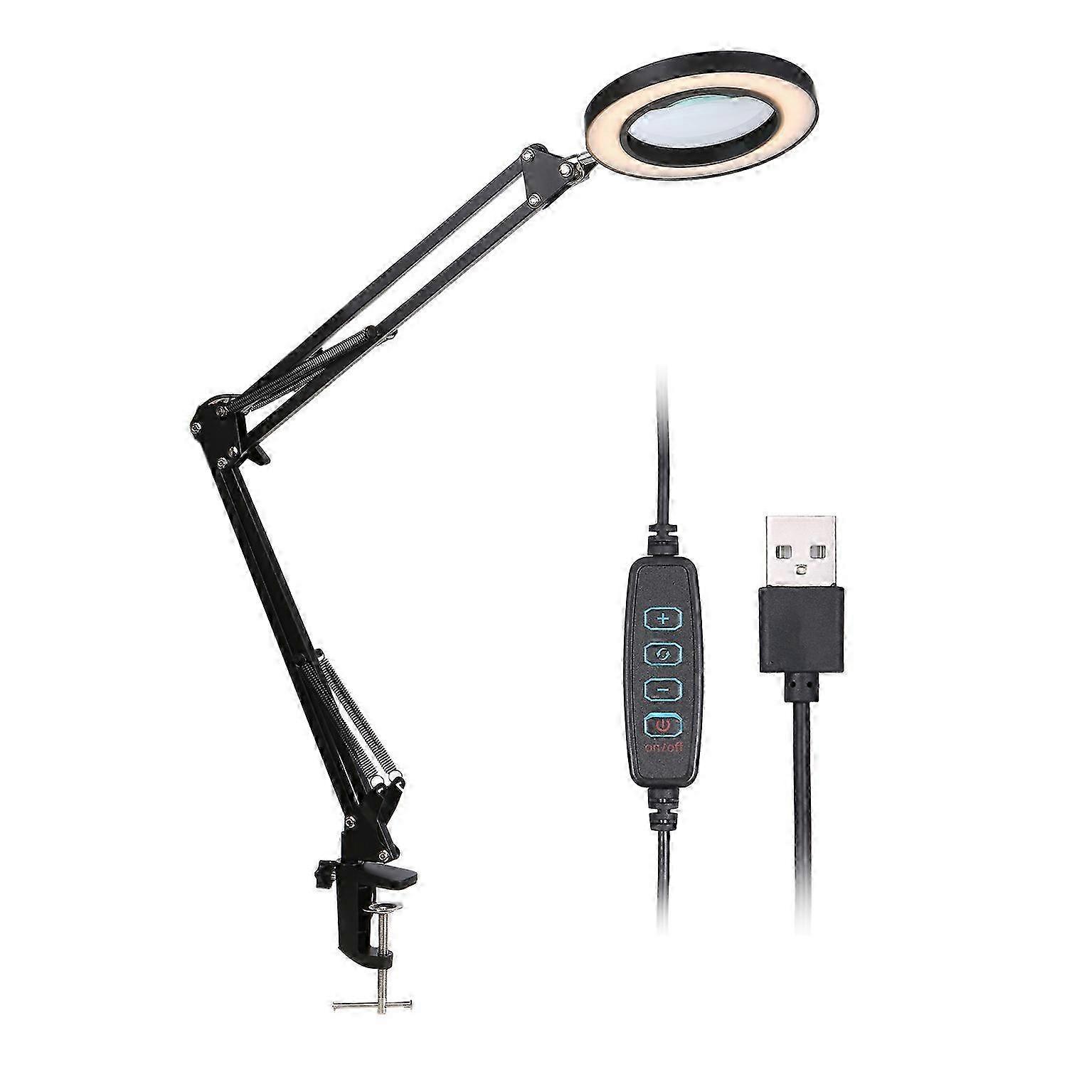 Adjustable LED Magnifying Lamp with Clip, 3 Color Modes, Ideal for Repair and Craftwork