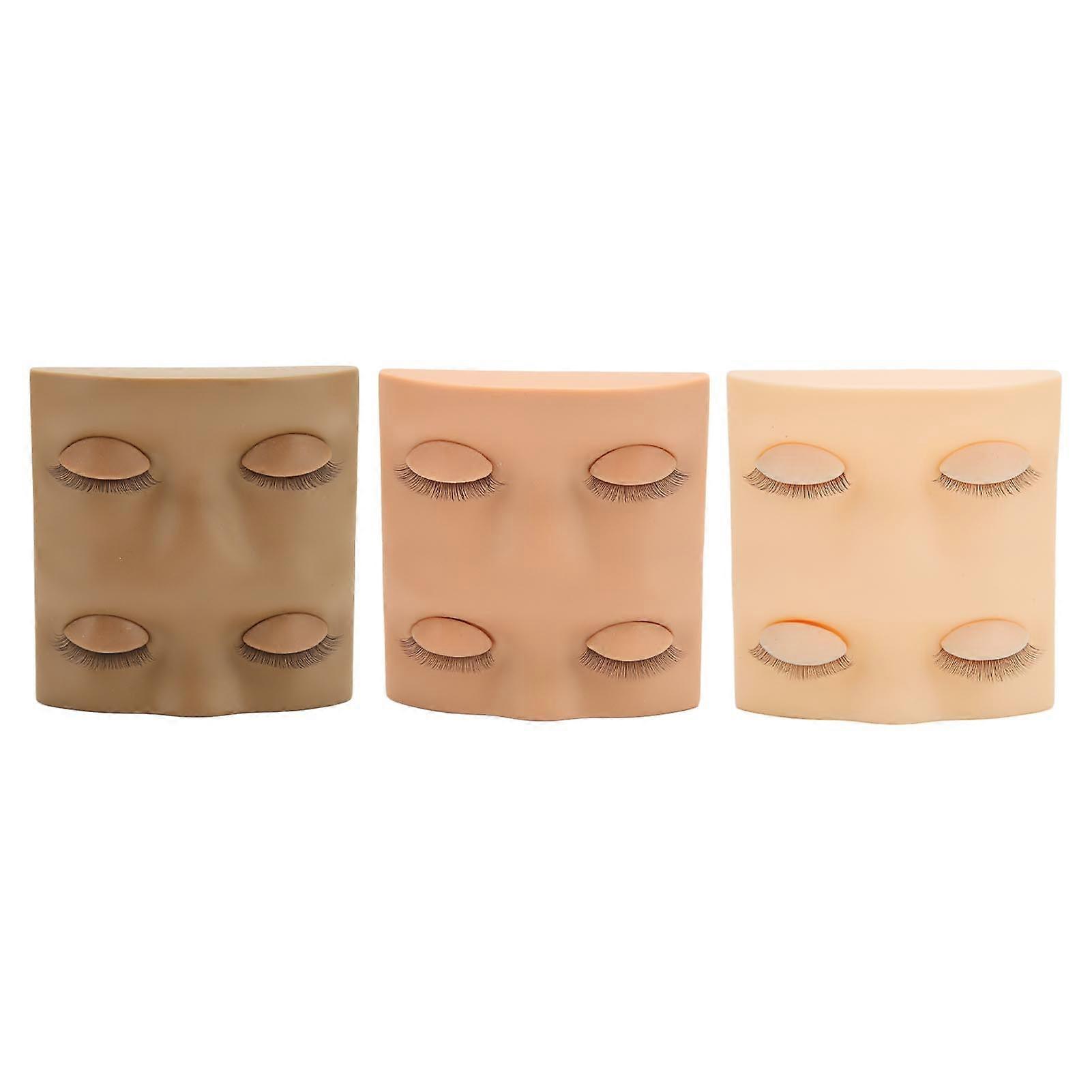 3Pcs Eyelash Practice Mannequin Head Double Layer Lash Mannequin Head with 2 Pairs Replacement Eyelids