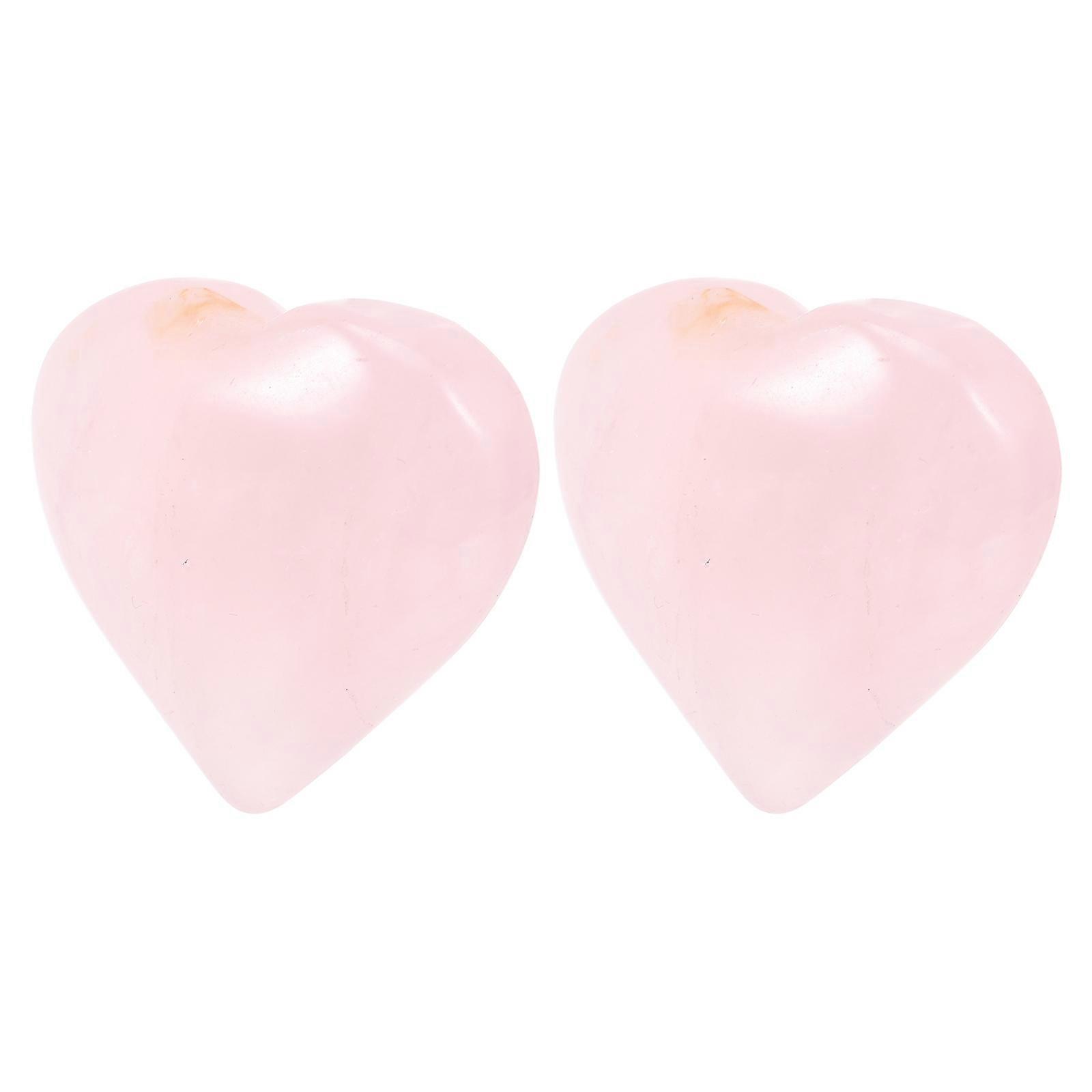 Natural Heart Crystals Heart-Shaped Stone Home Decoration Pink 4x3.6cm Desktop Adornment 2Pcs