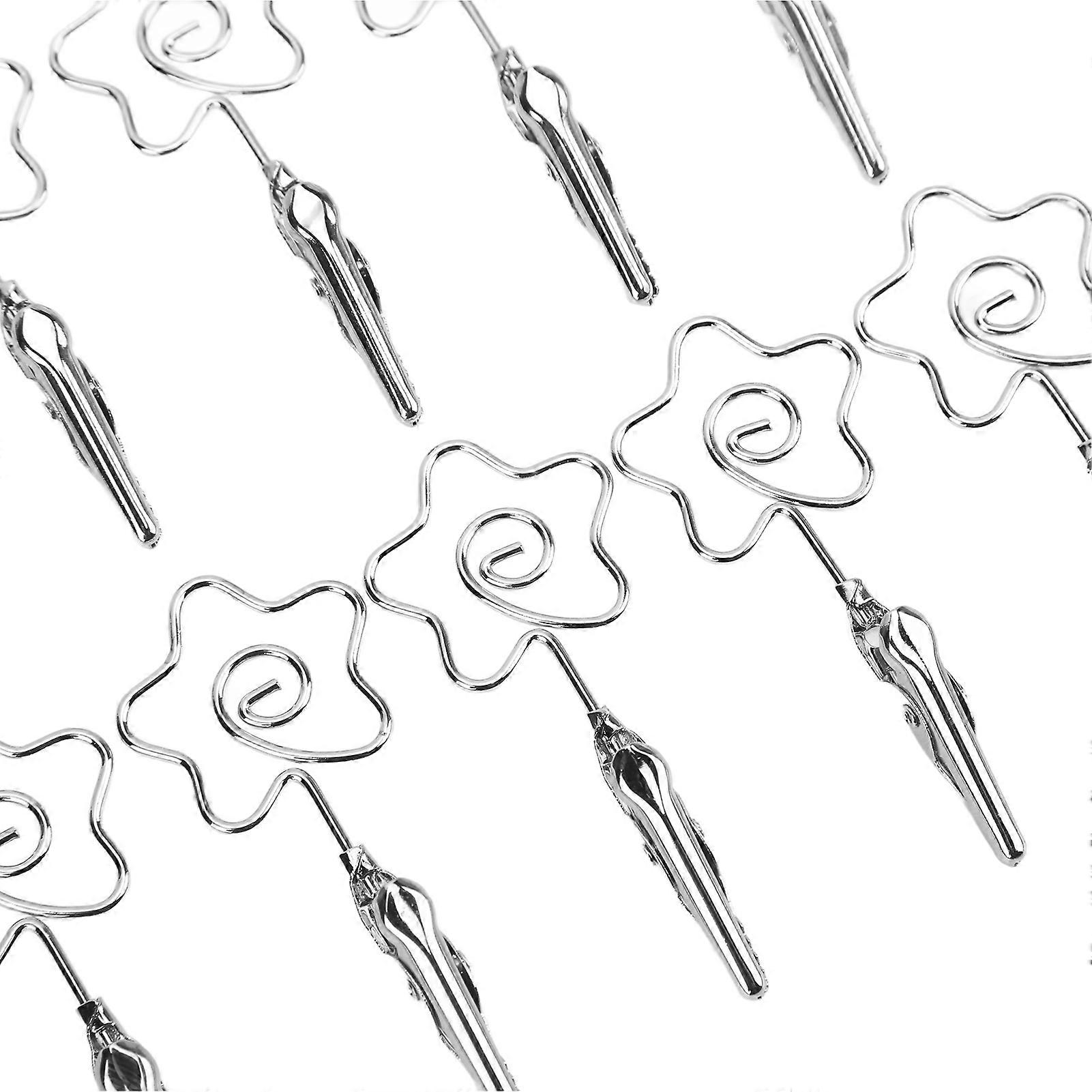 10Pcs Name Card Clips Metal Double Headed Strong Clip Sturdy Durable Wide Application Number Card HolderSilver