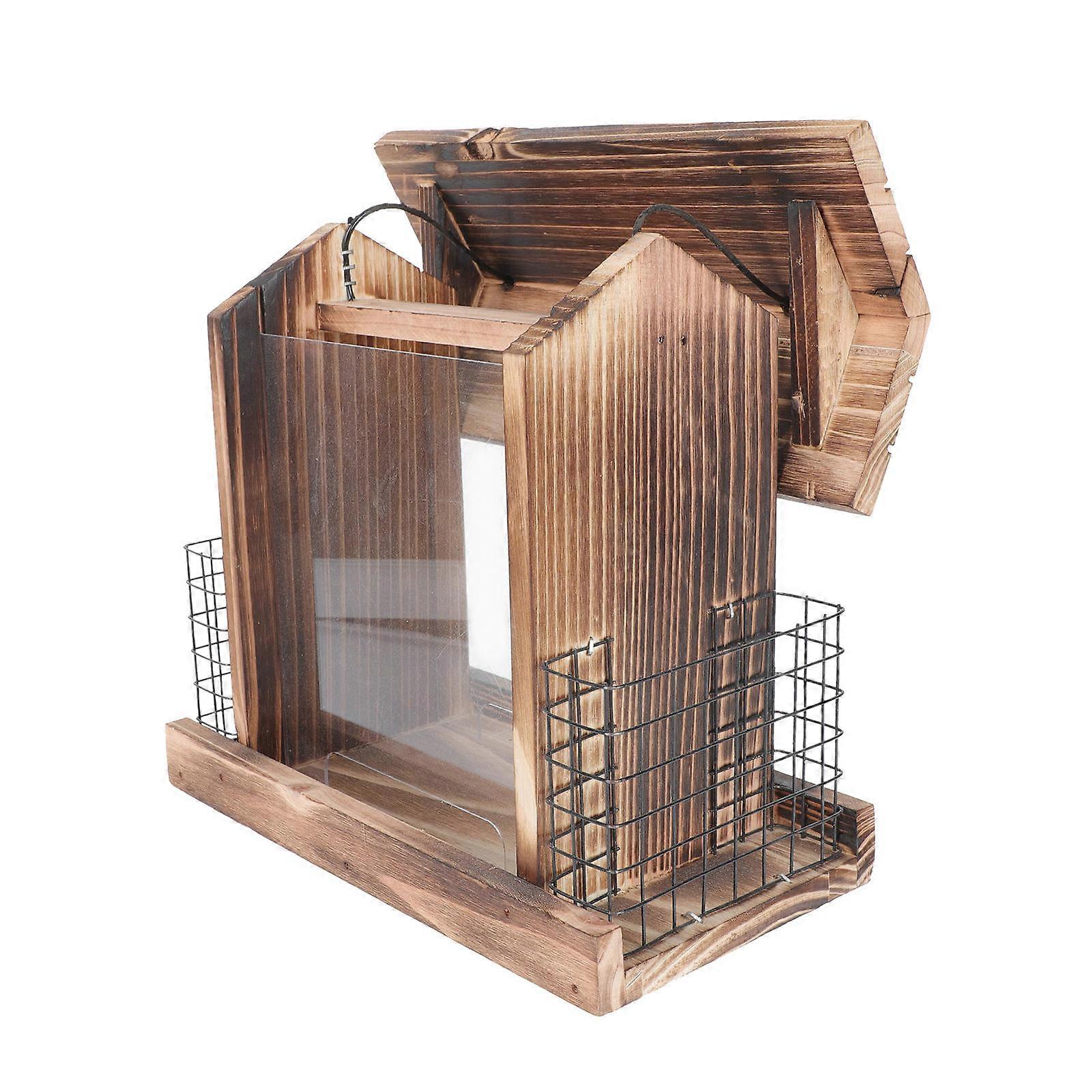 1PC Wooden Bird Feeder Practical Outdoor Hanging Platform Decor