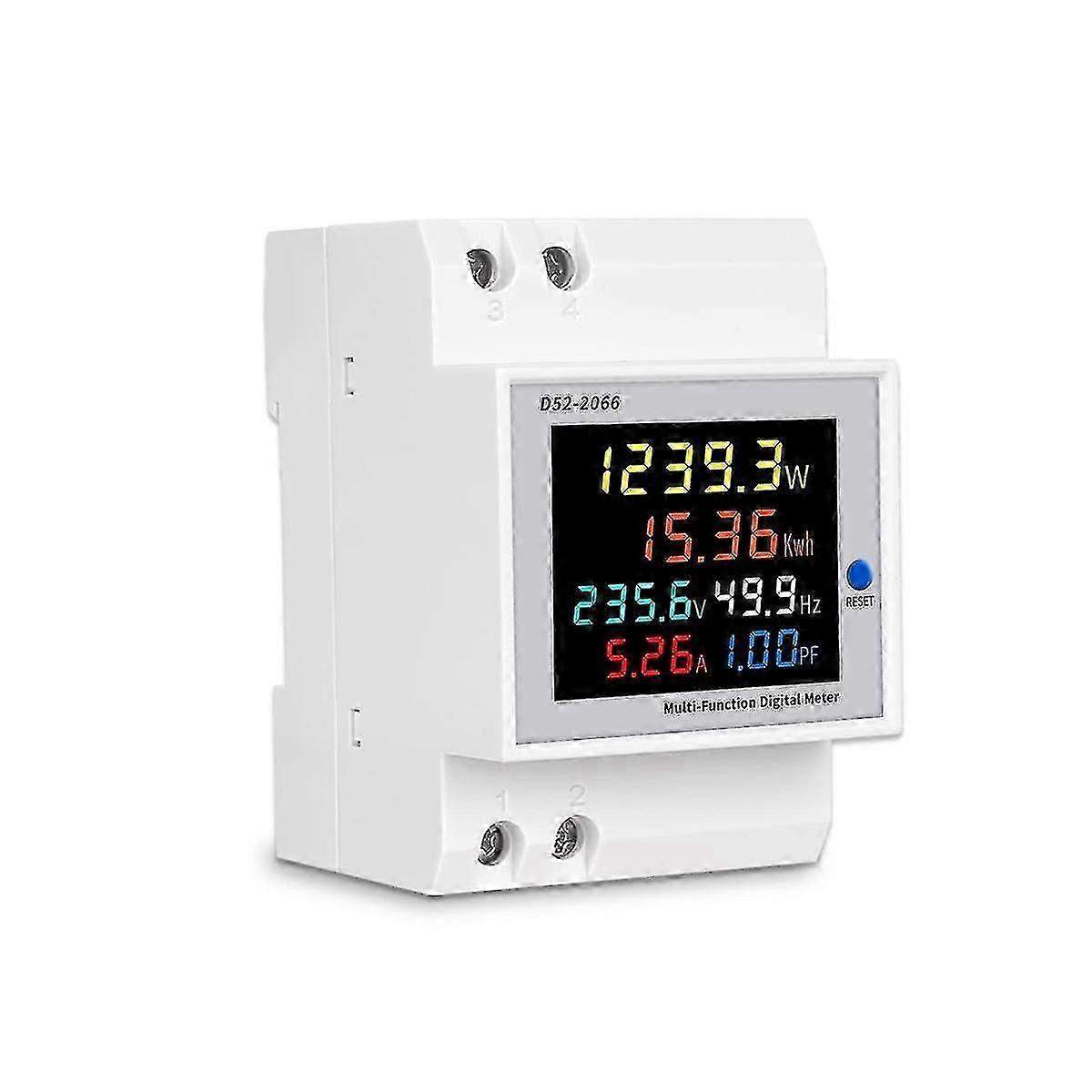 Digital Single Phase Ac 40-300v 100a Din Rail 6 In 1 Voltmeter Ammeter Watt Kwh Frequency Meter 110