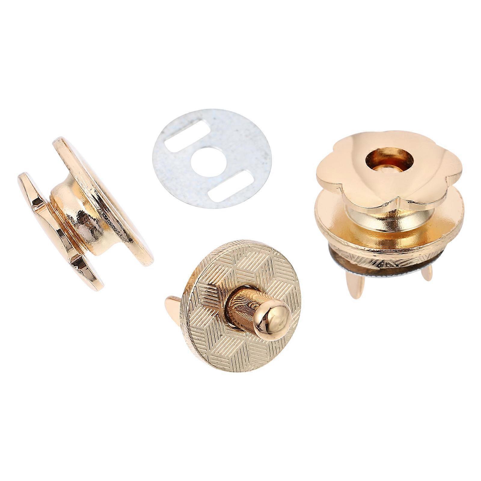 Magnetic Bag Buttons 2Pack Flower Shaped Luggage Buttons For DIY Projects Iron Material Golden